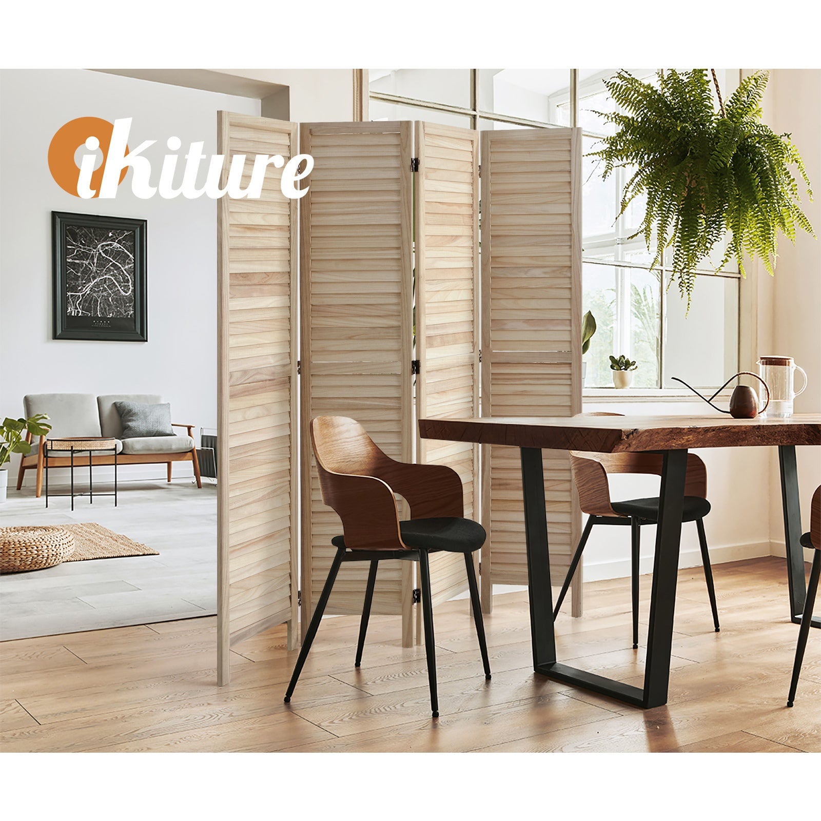 Oikiture 4/6/8 Panel Room Divider Privacy Screen Partition Timber Wooden Fold - Sunyee