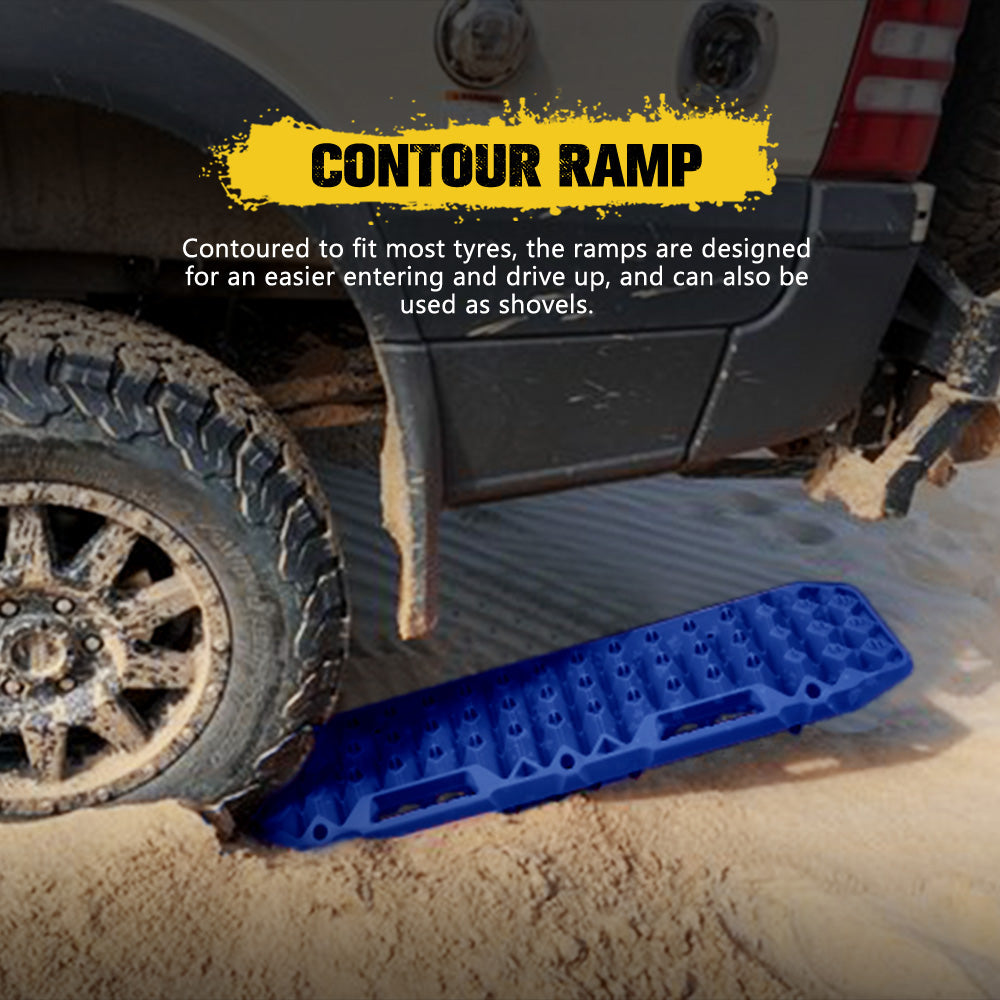 Bunker Indust 2PCS Recovery Tracks Board 10T Sand Mud Snow Traction Boards Blue