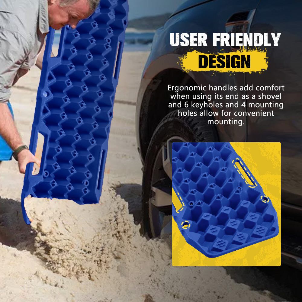 Bunker Indust 2PCS Recovery Tracks Board 10T Sand Mud Snow Traction Boards Blue