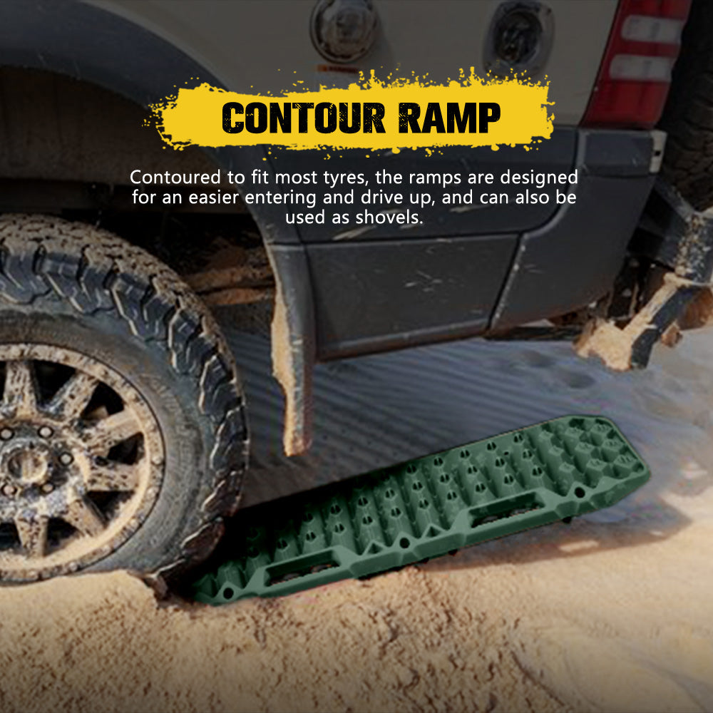 Bunker Indust 2PCS Recovery Tracks Board 10T Sand Mud Snow Traction Boards Green
