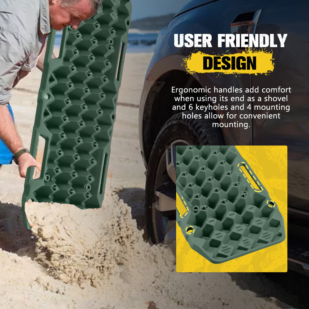Bunker Indust 2PCS Recovery Tracks Board 10T Sand Mud Snow Traction Boards Green