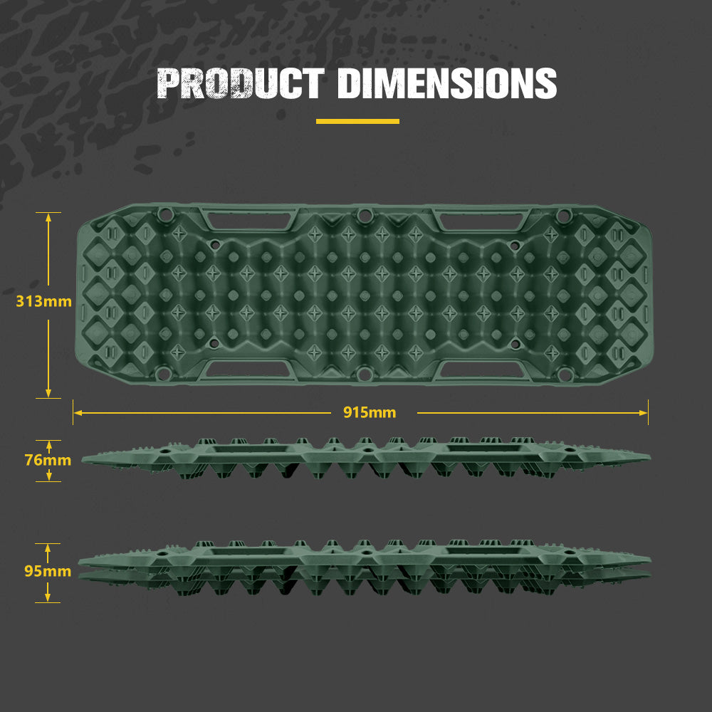 Bunker Indust 2PCS Recovery Tracks Board 10T Sand Mud Snow Traction Boards Green