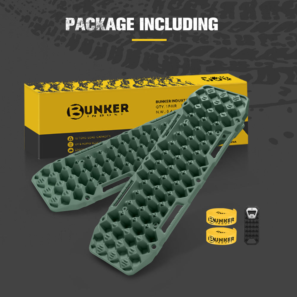 Bunker Indust 2PCS Recovery Tracks Board 10T Sand Mud Snow Traction Boards Green