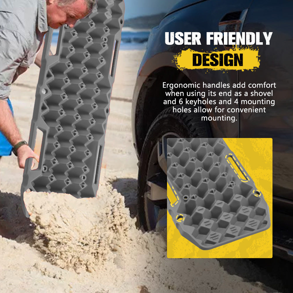 Bunker Indust 2PCS Recovery Tracks Board 10T Sand Mud Snow Traction Boards Grey