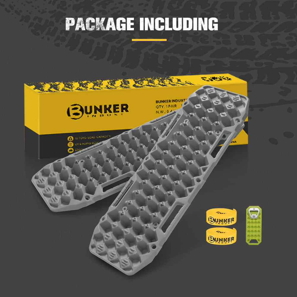Bunker Indust 2PCS Recovery Tracks Board 10T Sand Mud Snow Traction Boards Grey