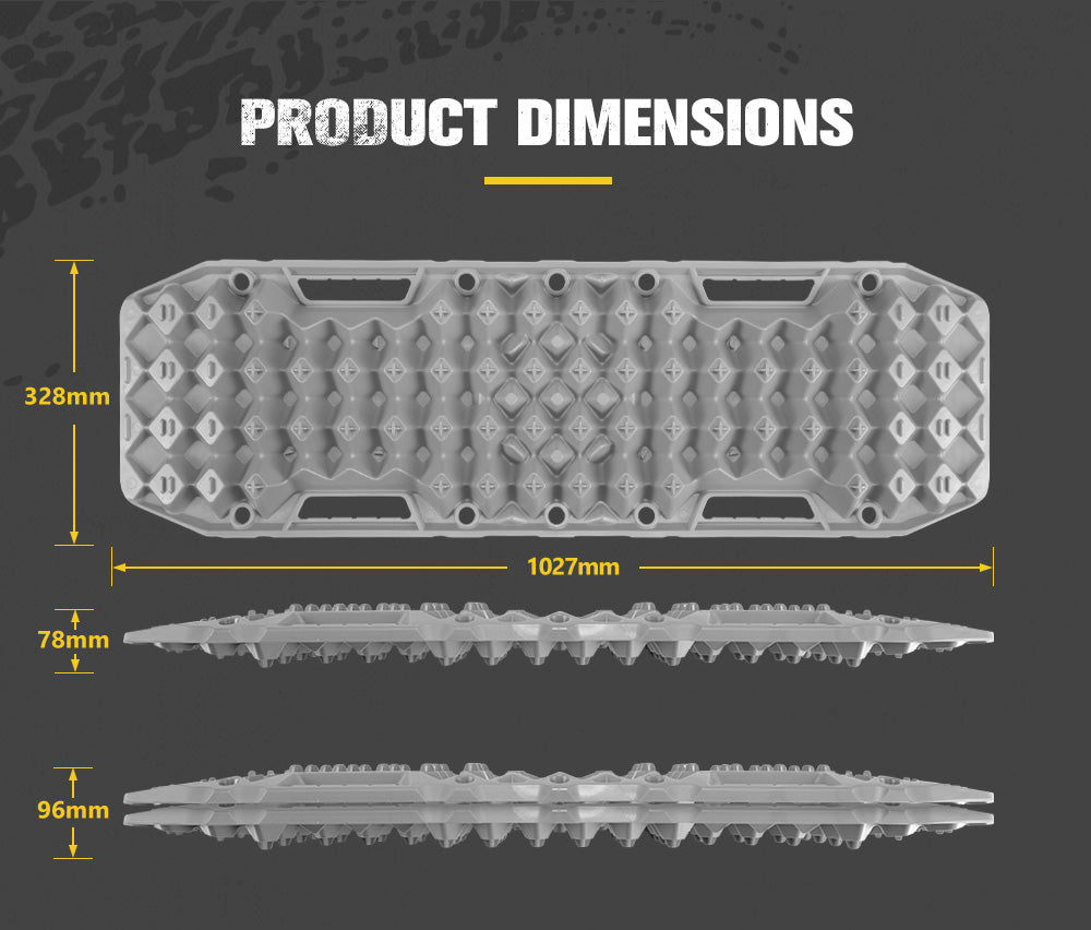 Bunker Indust Recovery Tracks Farm Jack Base 10T Board Sand Mud Snow OffRoad 4WD Grey