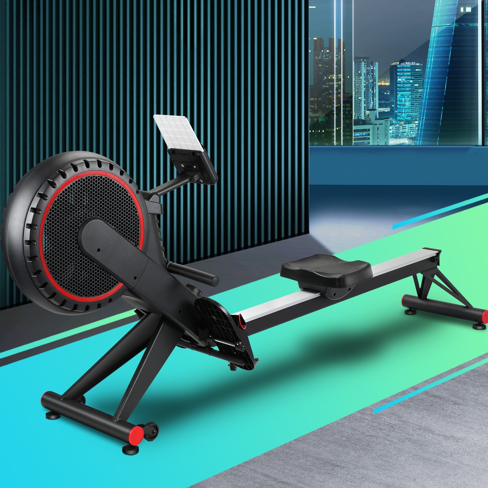 Finex Rowing Machine Rower Air Resistance Home Gym Fitness Foldable LCD Monitor - Sunyee