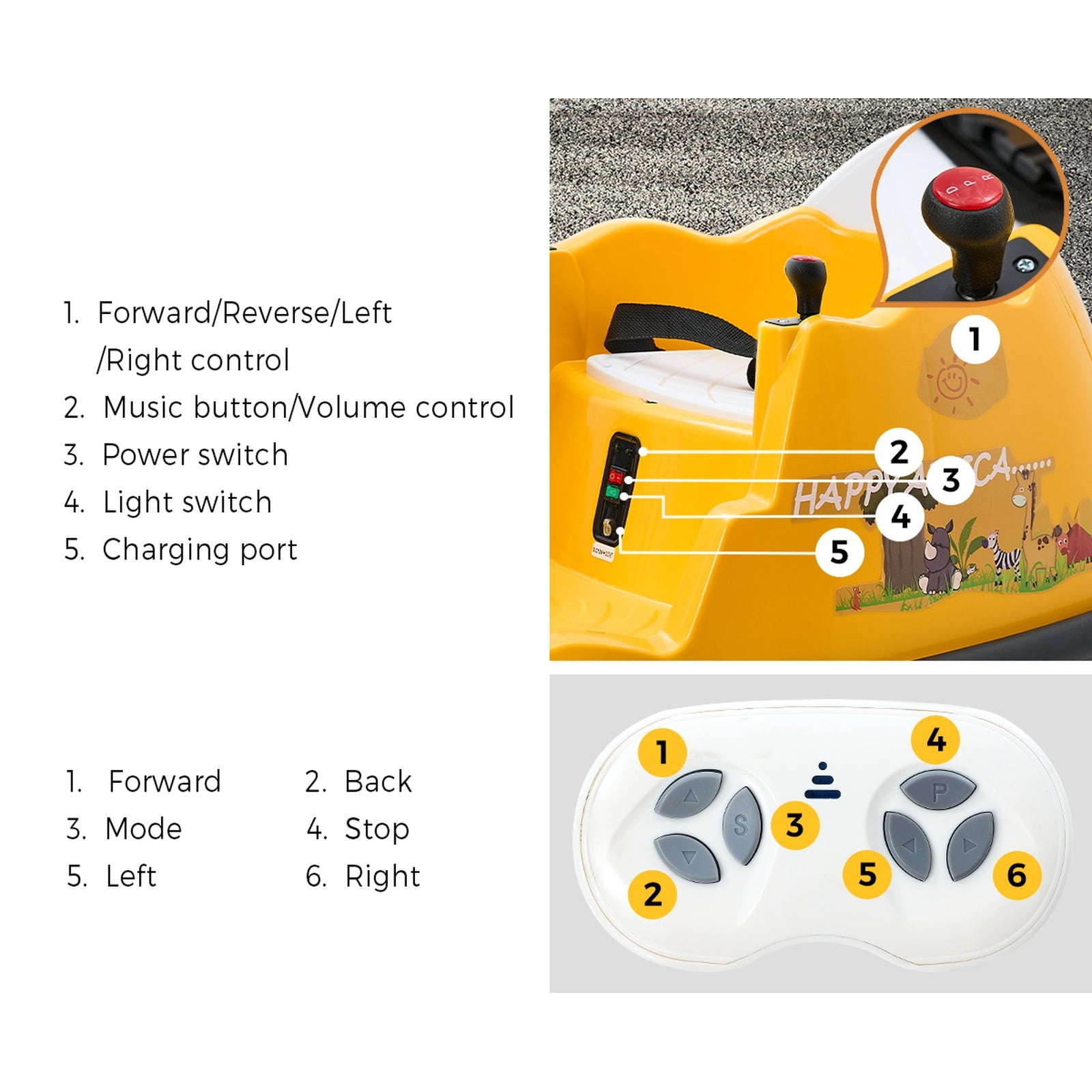 Mazam Kids Ride on Car Electric Cars Bumper Toys Remote Control Light Giraffe - Sunyee