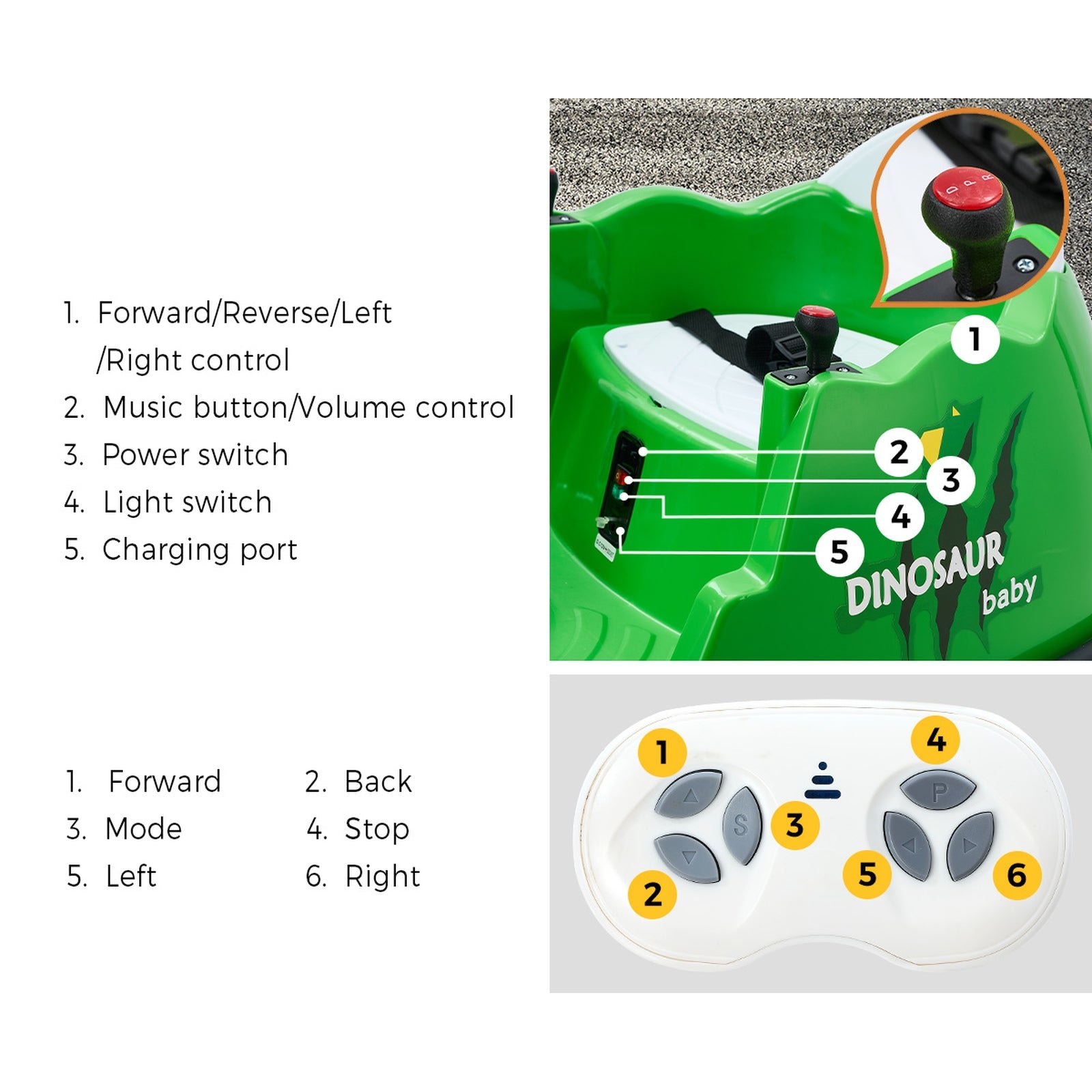Mazam Kids Ride on Car Bumper Electric Cars Toy Remote Control Spray Led Trex - Sunyee