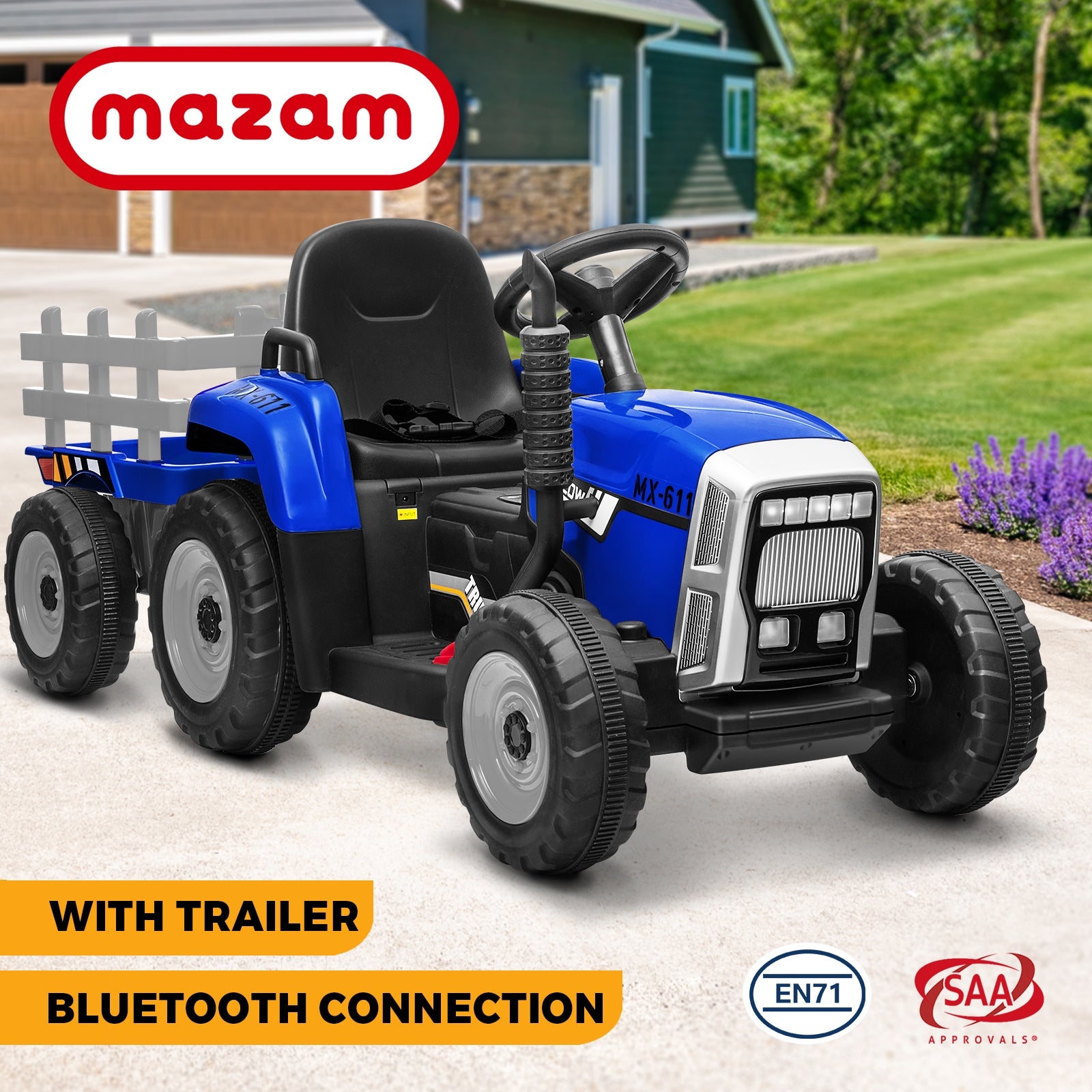 Mazam Kids Ride On Tractor W/ Trailer Electric Vehicle Toy Car Toddlers Gift - Sunyee