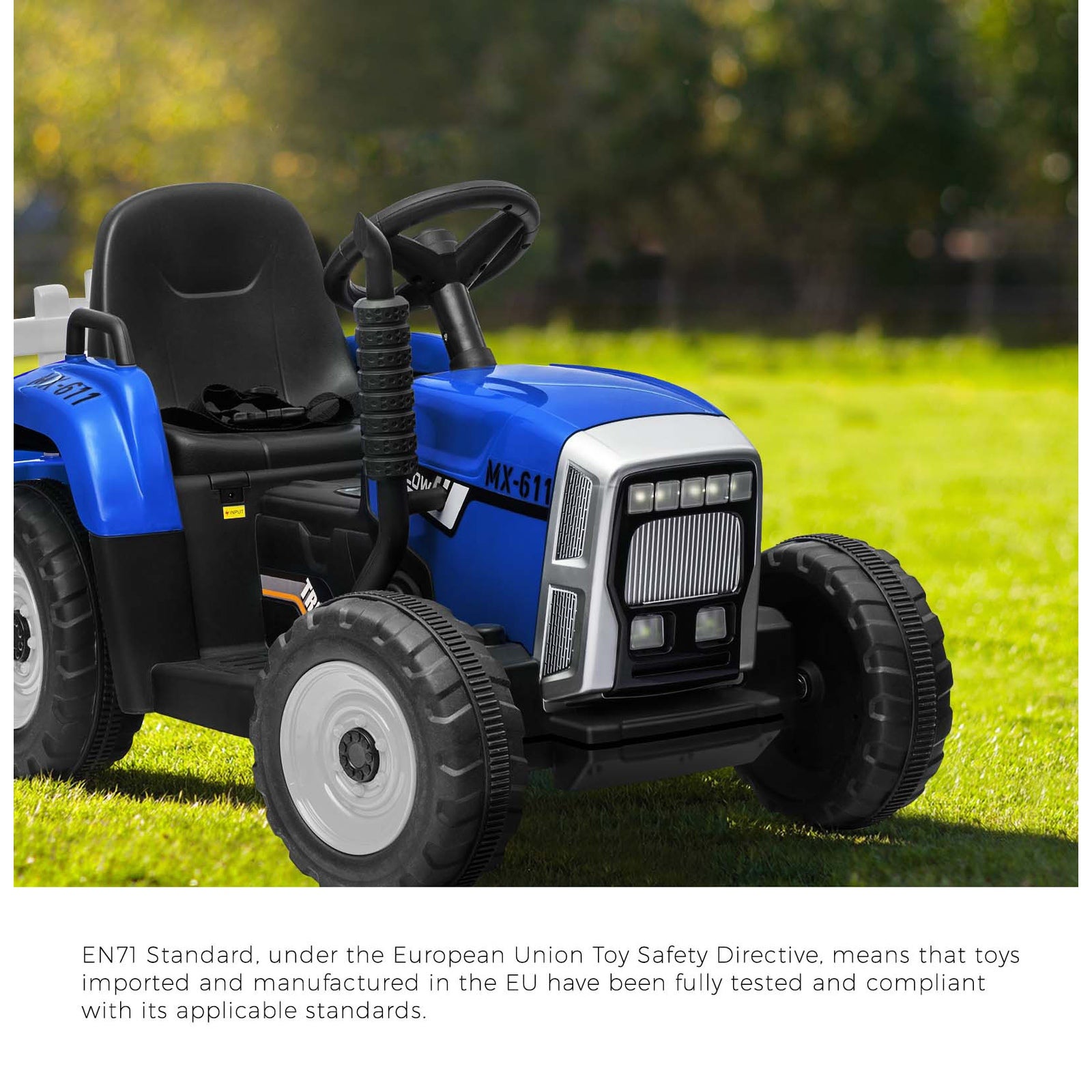 Mazam Kids Ride On Tractor W/ Trailer 12V Electric Vehicle Toys Gift Bluetooth - Sunyee