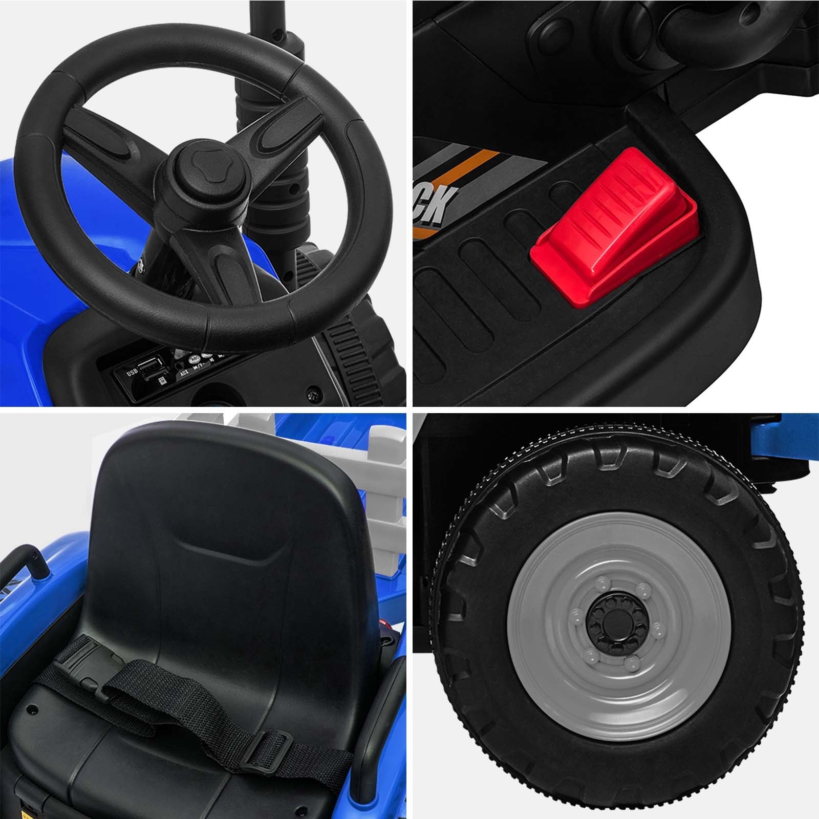 Mazam Kids Ride On Tractor W/ Trailer 12V Electric Vehicle Toys Gift Bluetooth - Sunyee