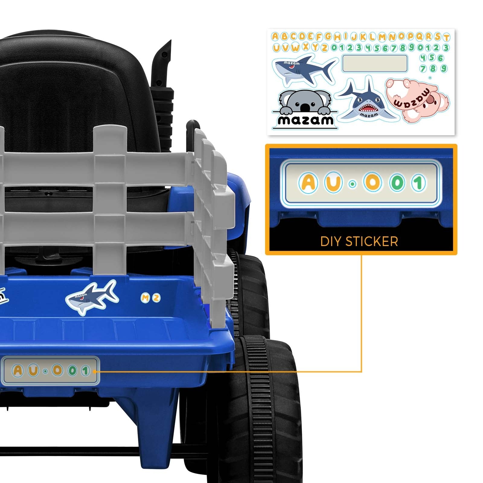 Mazam Kids Ride On Tractor W/ Trailer 12V Electric Vehicle Toys Gift Bluetooth - Sunyee