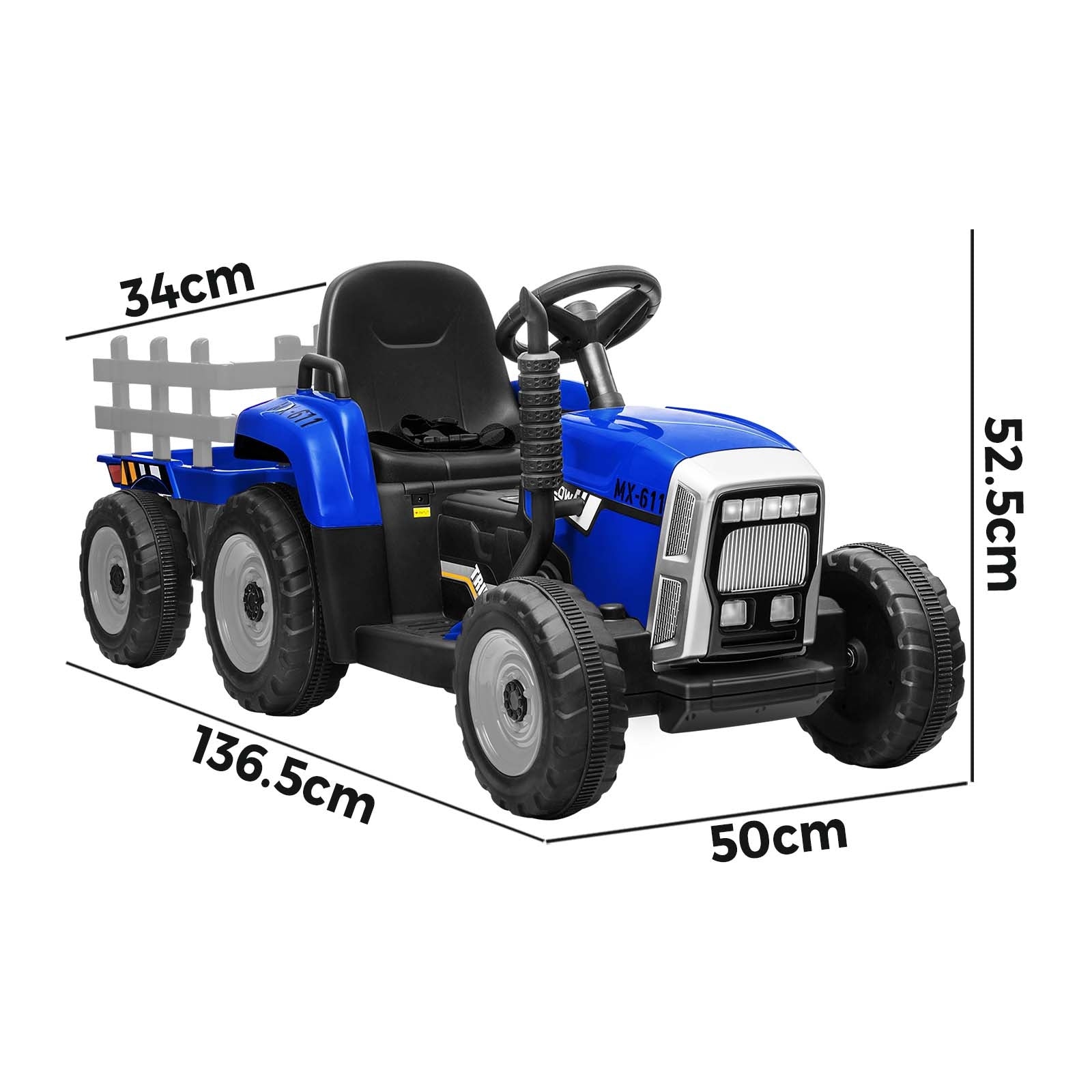 Mazam Kids Ride On Tractor W/ Trailer 12V Electric Vehicle Toys Gift Bluetooth - Sunyee