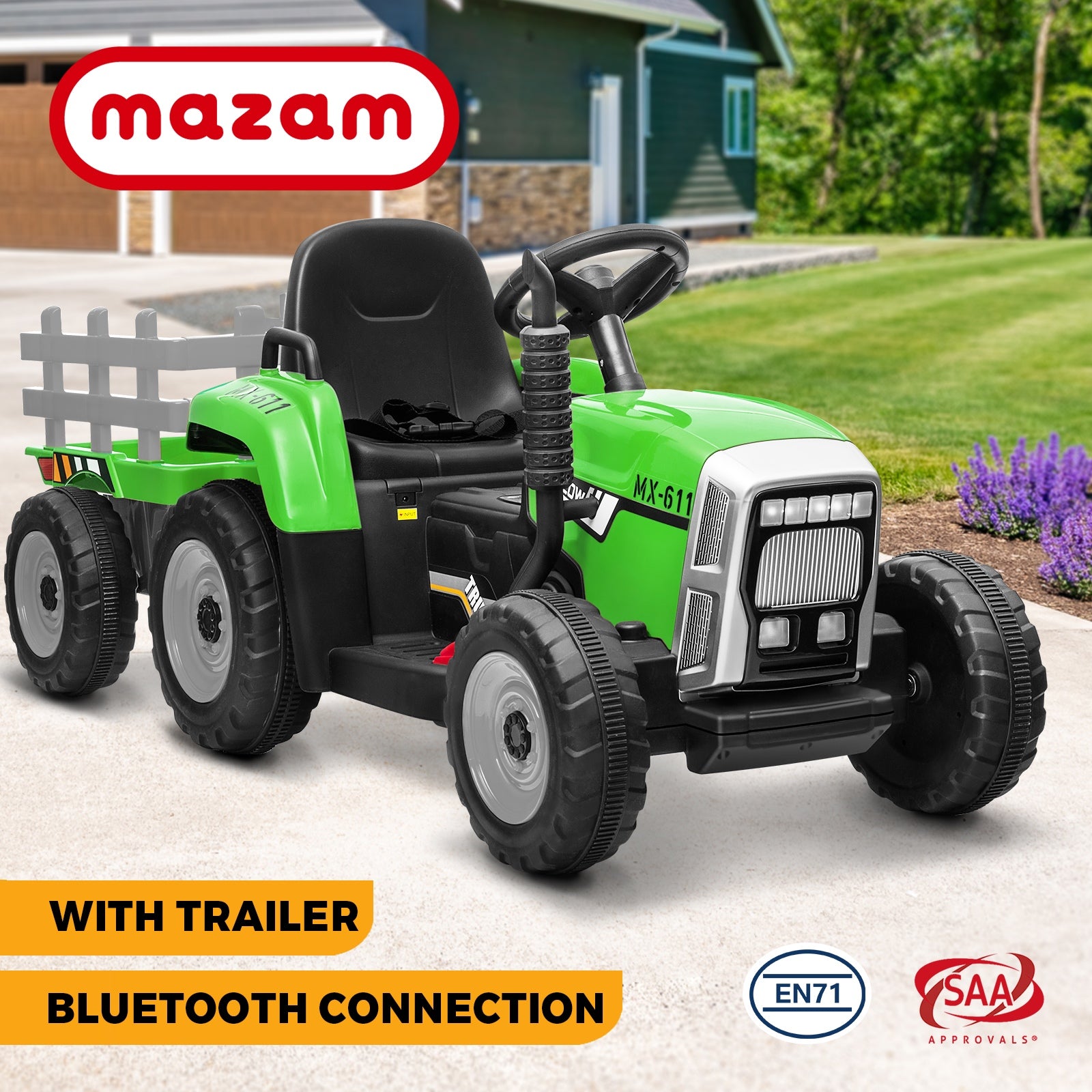Mazam Kids Ride On Tractor W/ Trailer Electric Vehicle Toy Car Toddlers Gift - Sunyee