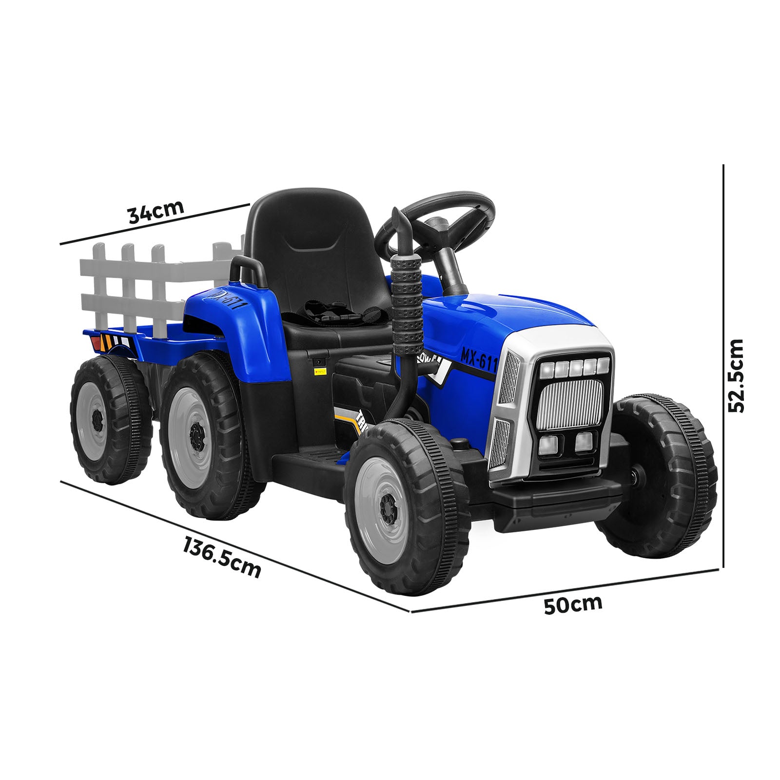 Mazam Kids Ride On Tractor W/ Trailer Electric Vehicle Toy Car Toddlers Gift - Sunyee