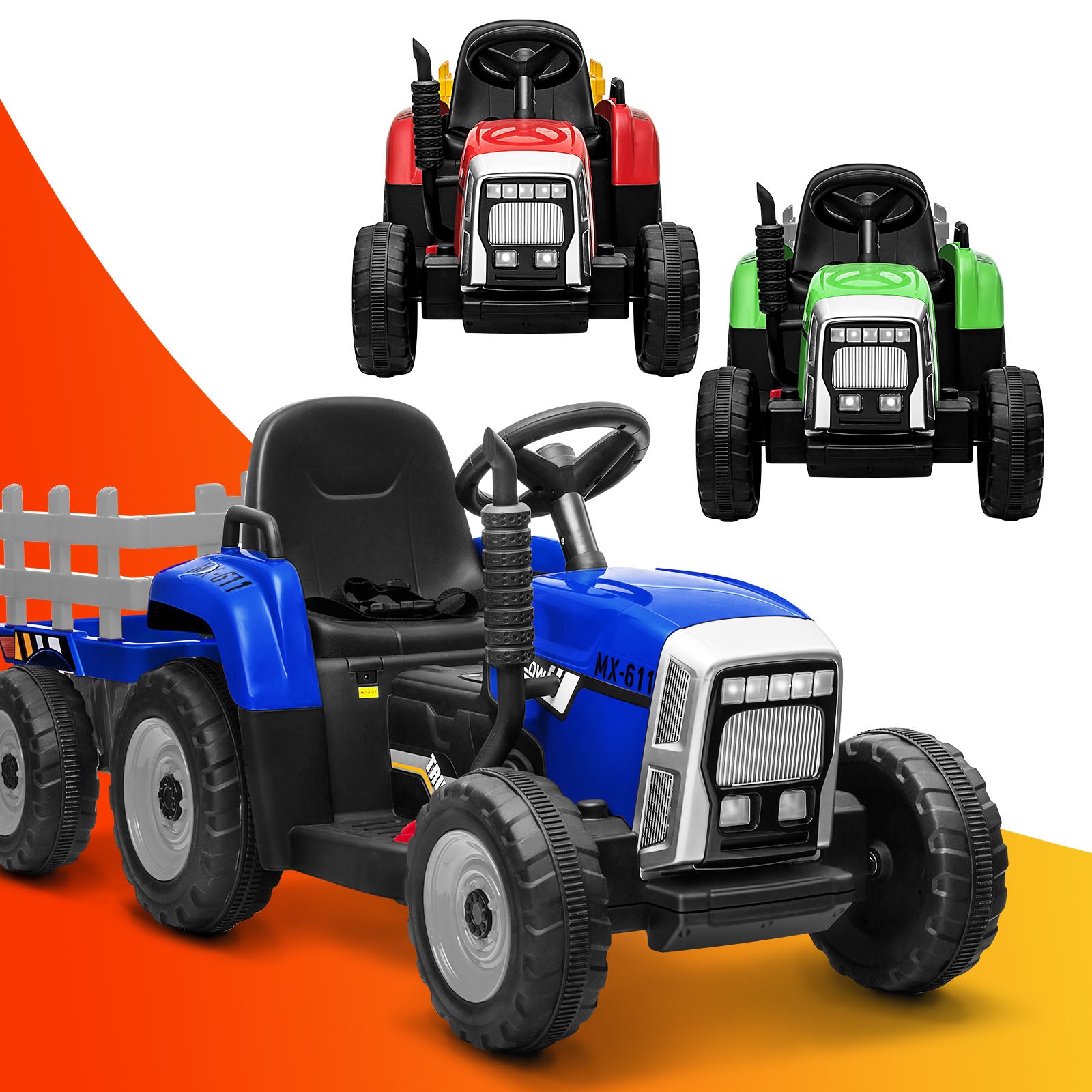 Mazam Kids Ride On Tractor W/ Trailer Electric Vehicle Toy Car Toddlers Gift - Sunyee