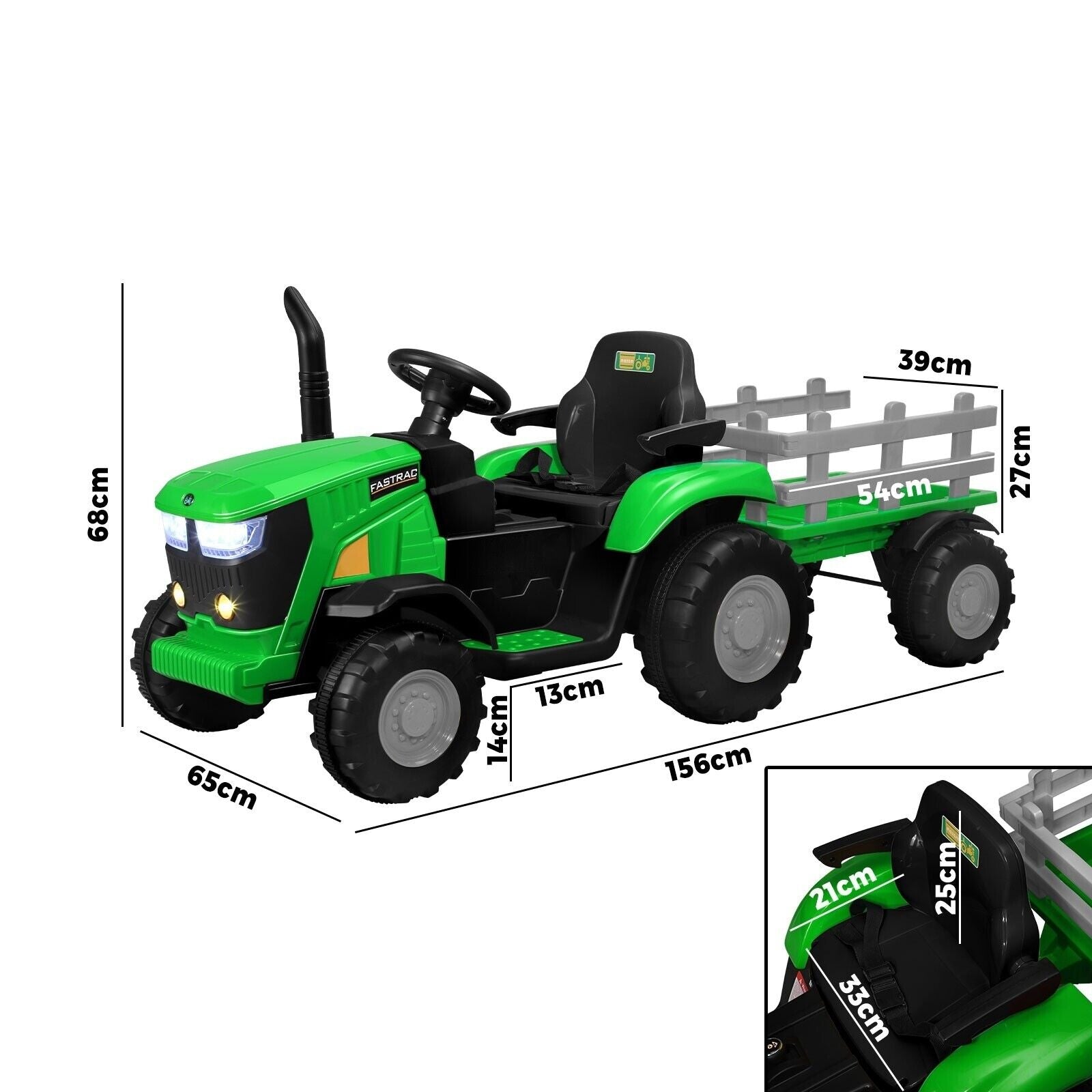 Mazam Kids Ride On Tractor Toy W/ Trailer Remote Battery Electric Oper