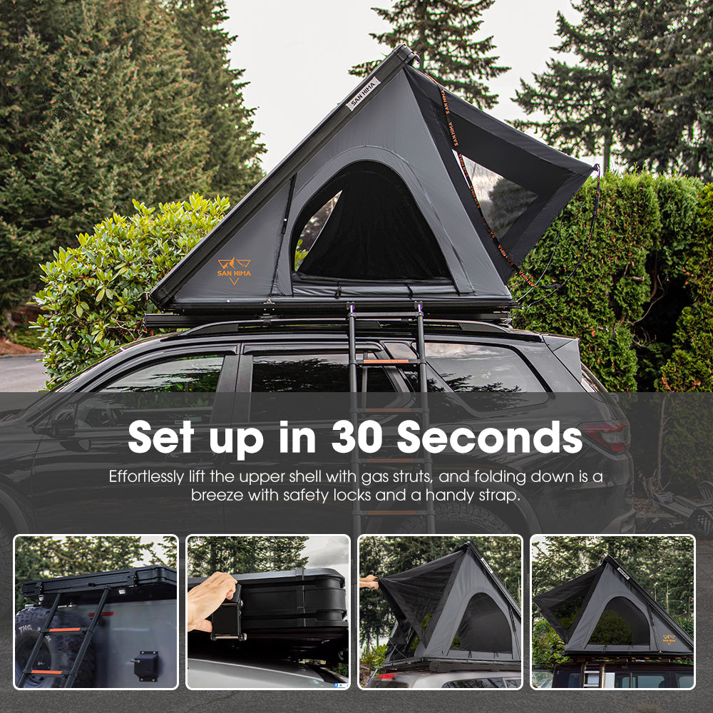 San Hima Kalbarri Lite Rooftop Tent Hardshell With Ladder Grey Camping 4x4 4WD - Sunyee