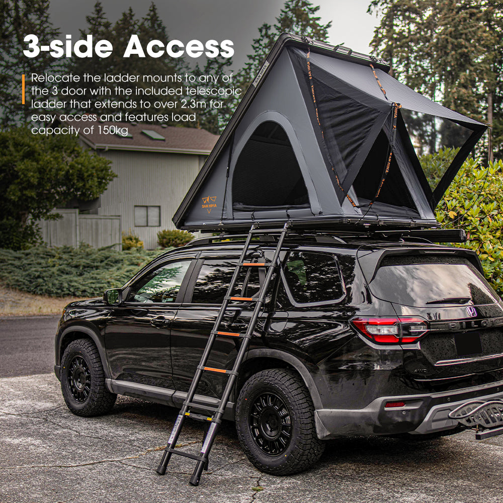 San Hima Kalbarri Lite Rooftop Tent Hardshell With Ladder Grey Camping 4x4 4WD - Sunyee