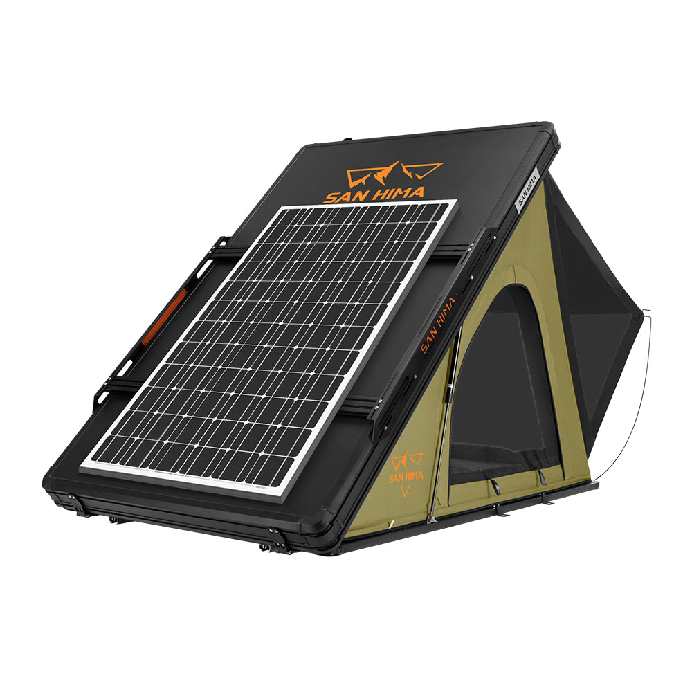 San Hima Kalbarri Lite Rooftop Tent Hardshell Olive+Ladder&Rack+250W Solar Panel - Sunyee
