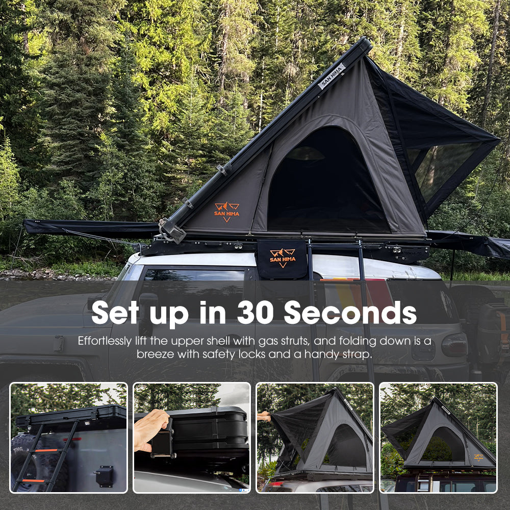 San Hima Kalbarri Lite Rooftop Tent Hardshell With Ladder Grey Camping 4x4 4WD - Sunyee