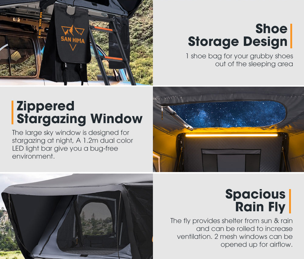 San Hima Jervis Pro Roof Top Tent Hardshell Side Opening With Ladder Camping 4WD - Sunyee