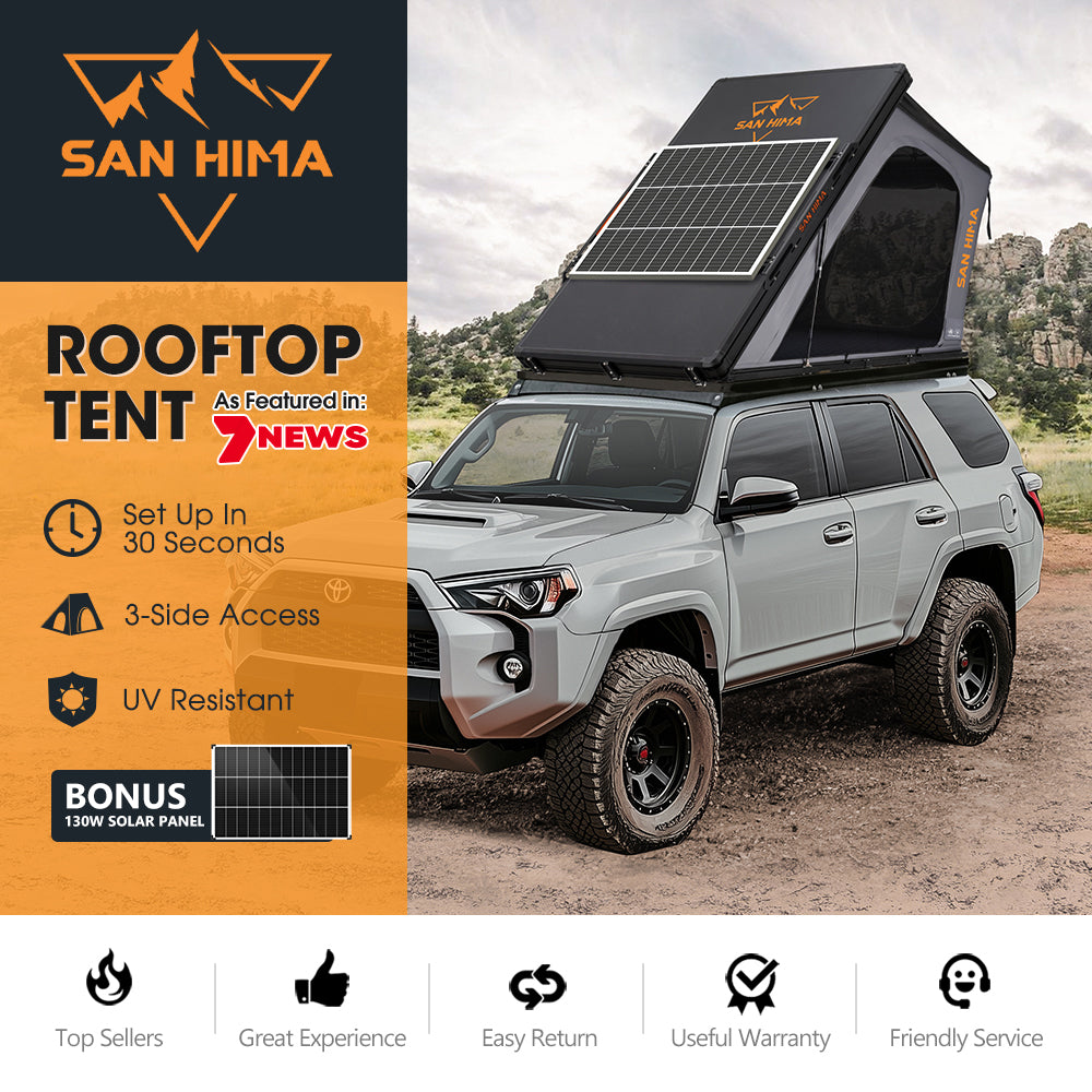 San Hima Kalbarri Gen 2 Rooftop Tent Hardshell + 130W Solar Panel - Sunyee
