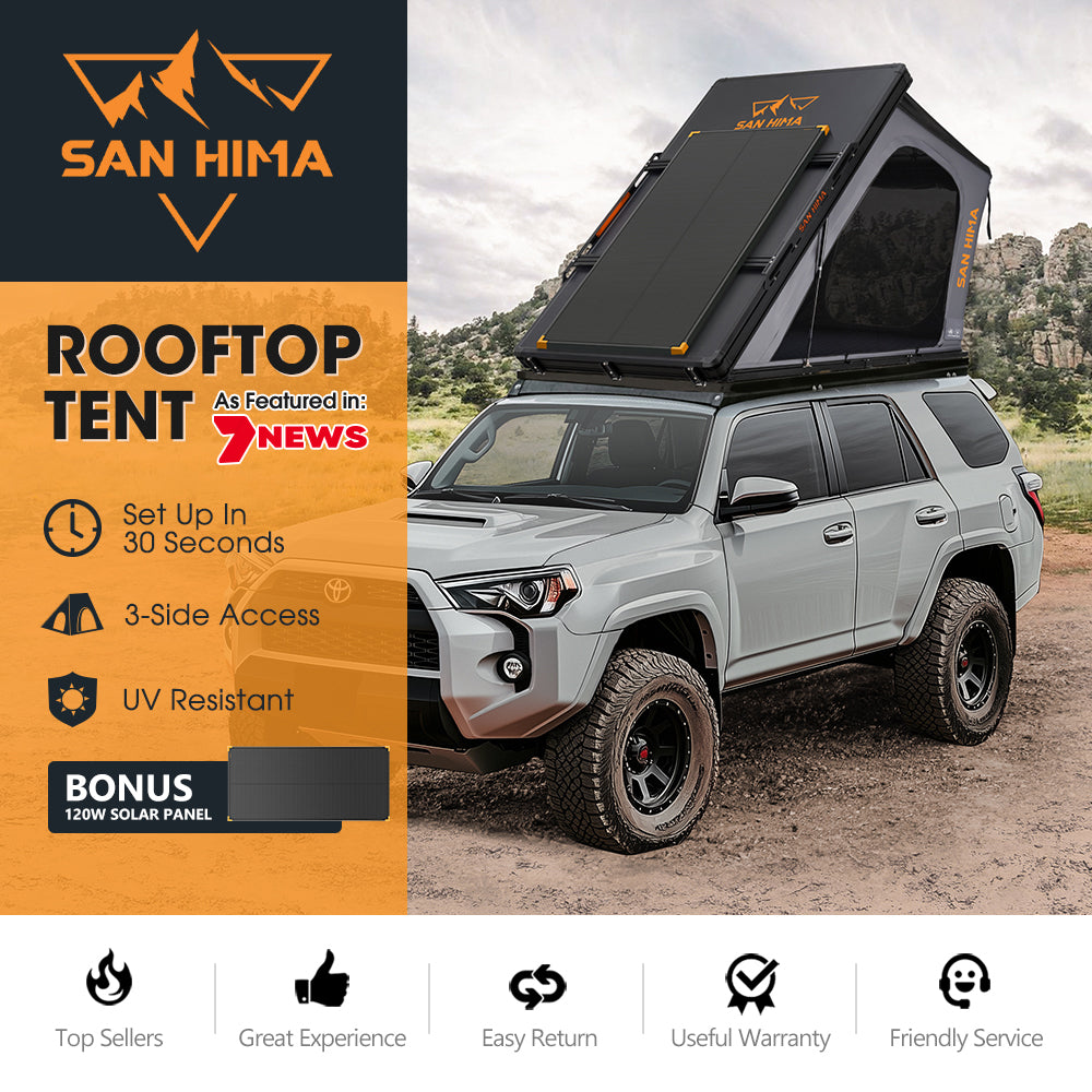 San Hima Kalbarri Gen 2 Rooftop Tent Hardshell + 120W Solar Panel - Sunyee