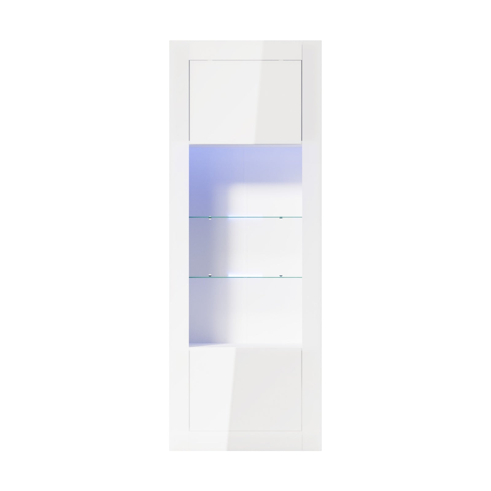 Oikiture Buffet Sideboard Storage Cabinet LED RGB High Gloss 2 Doors White