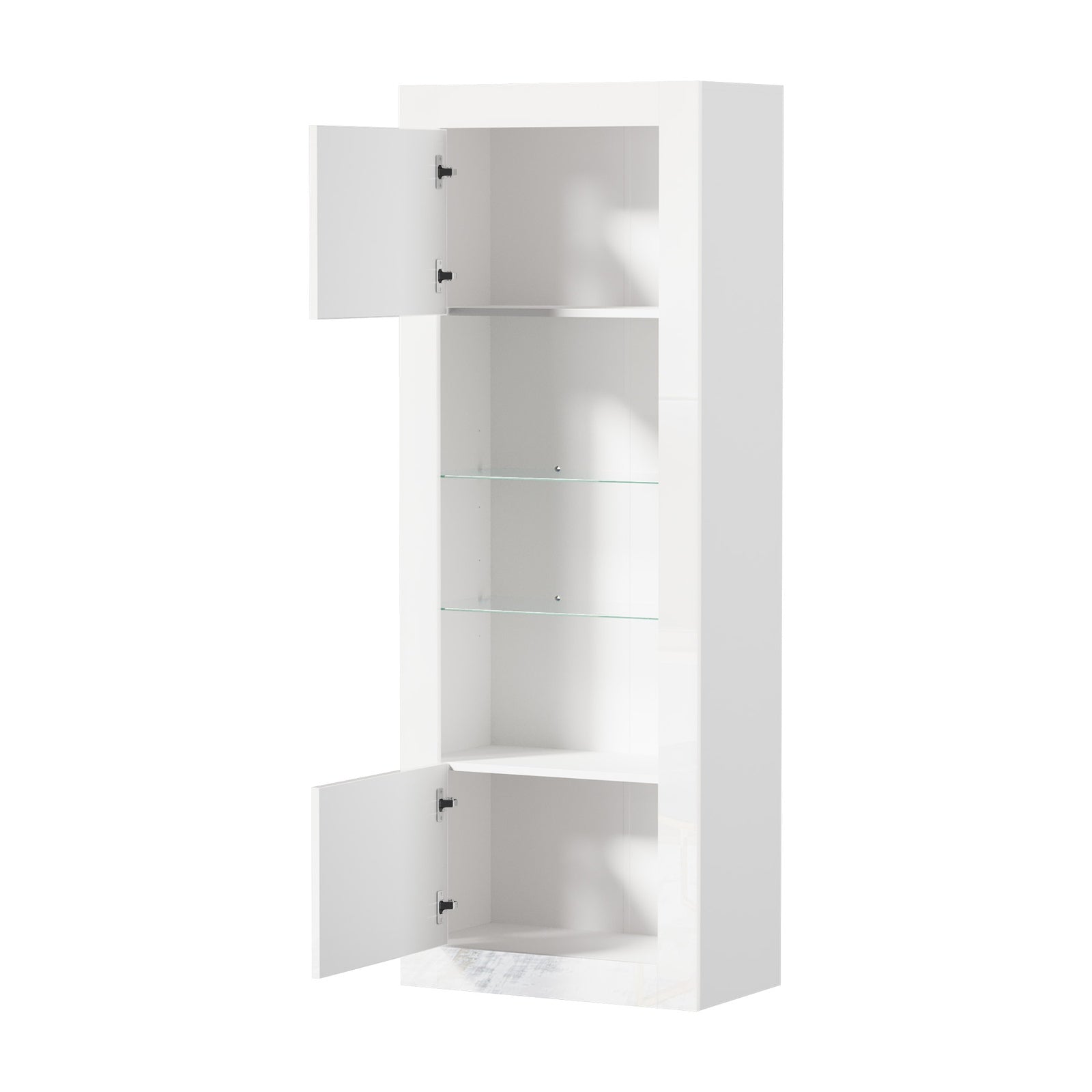 Oikiture 2PCS Display Cabinet Sideboard Buffet Storage Cupboard LED Light White