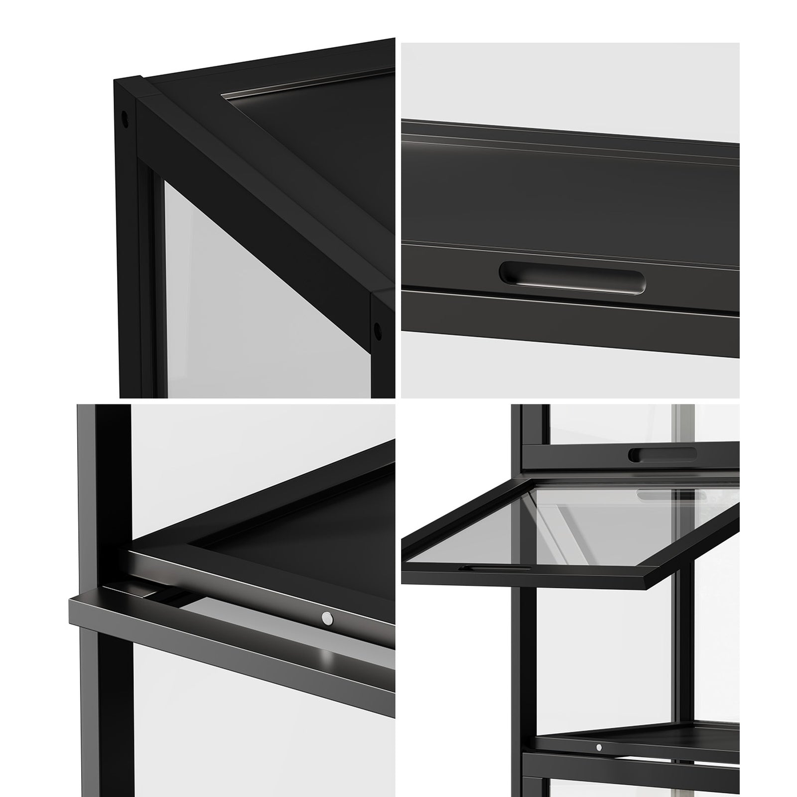 Oikiture Display Cabinet Storage 5-Tier Shelves Bookcase Clear Stand Rack Black