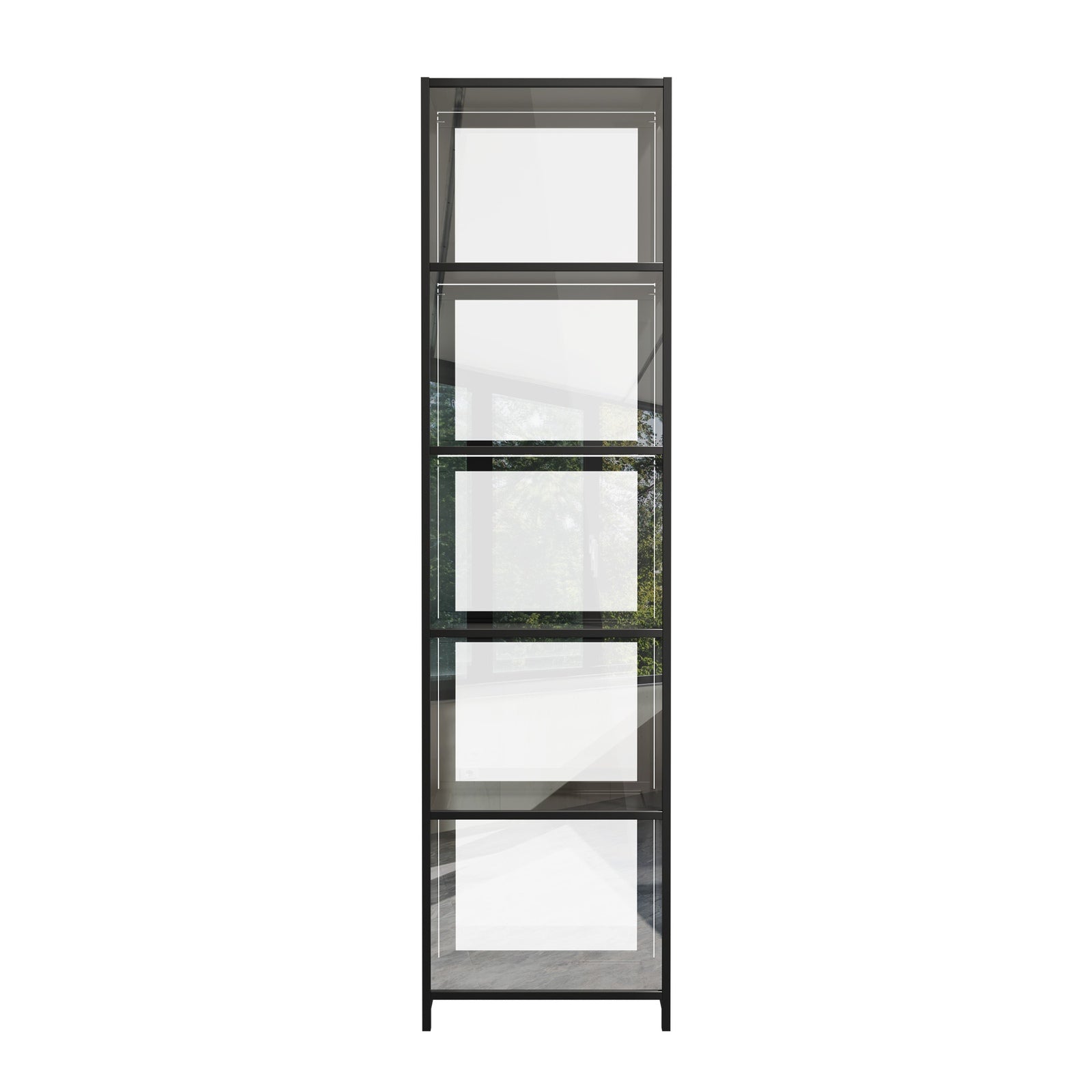 Oikiture Display Cabinet Storage 5-Tier Shelves Bookcase Clear Stand Rack Black