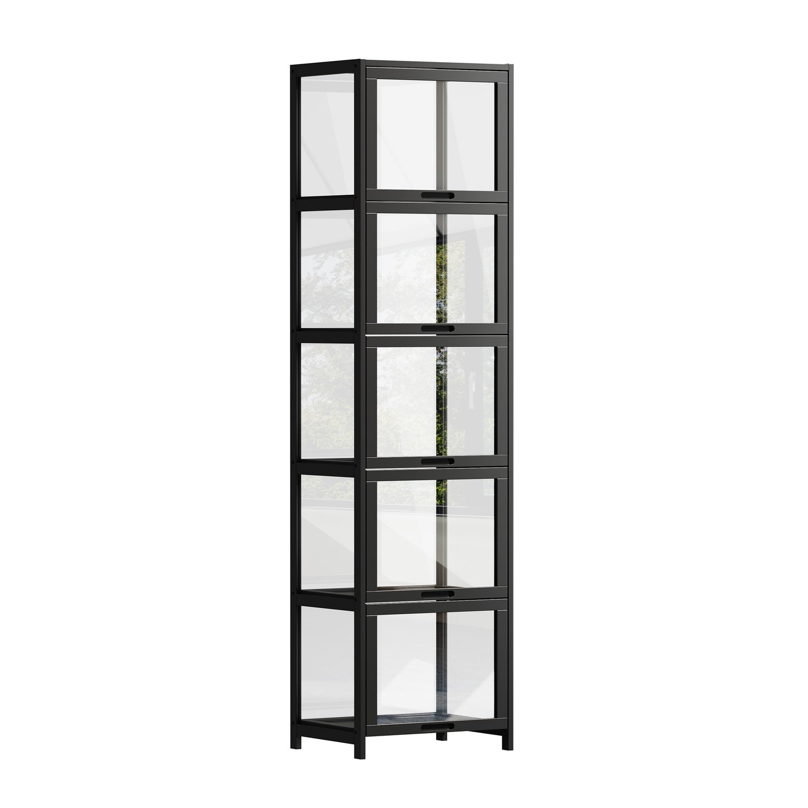 Oikiture Display Cabinet Storage 5-Tier Shelves Bookcase Clear Stand Rack