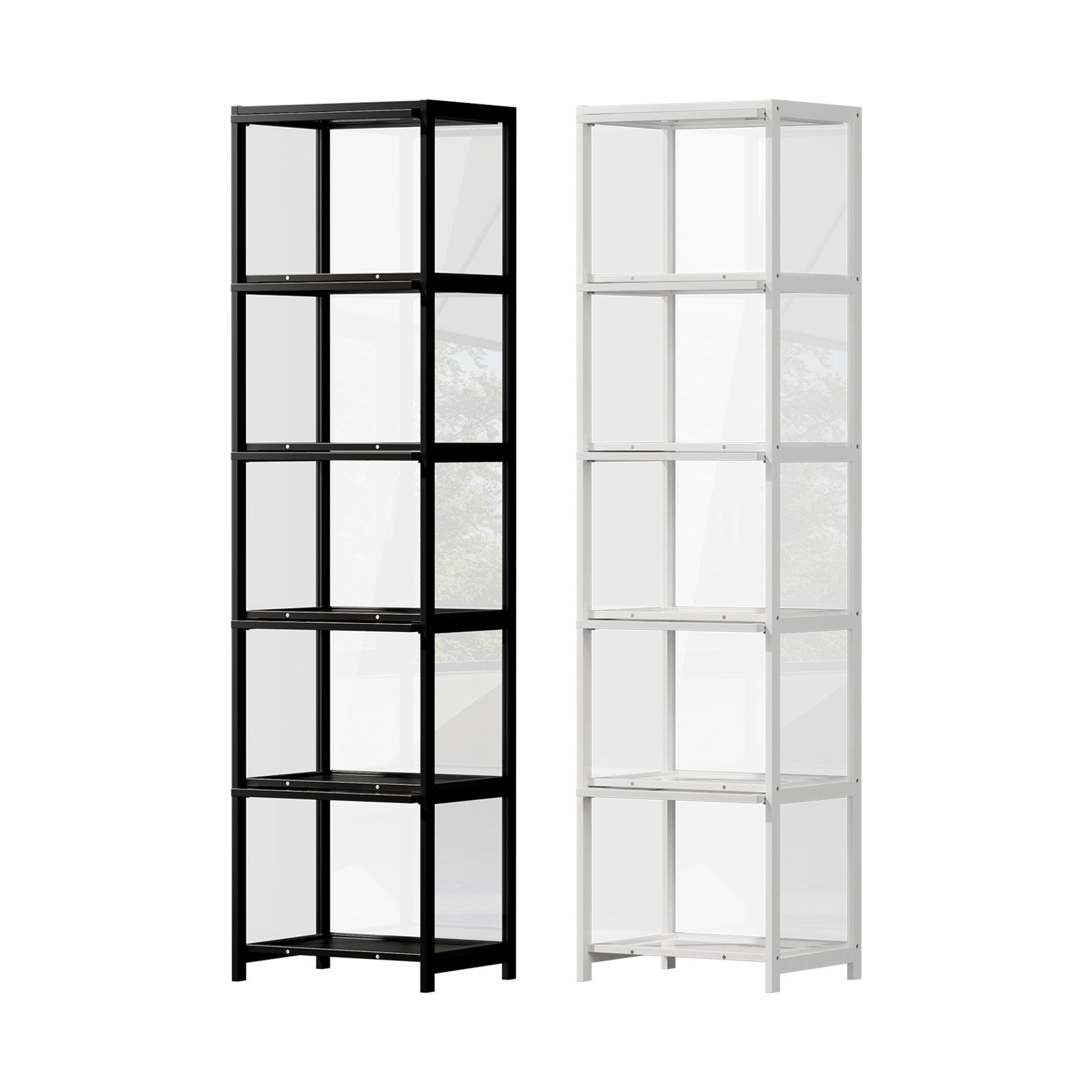 Oikiture Display Cabinet Storage 5-Tier Shelves Bookcase Clear Stand Rack
