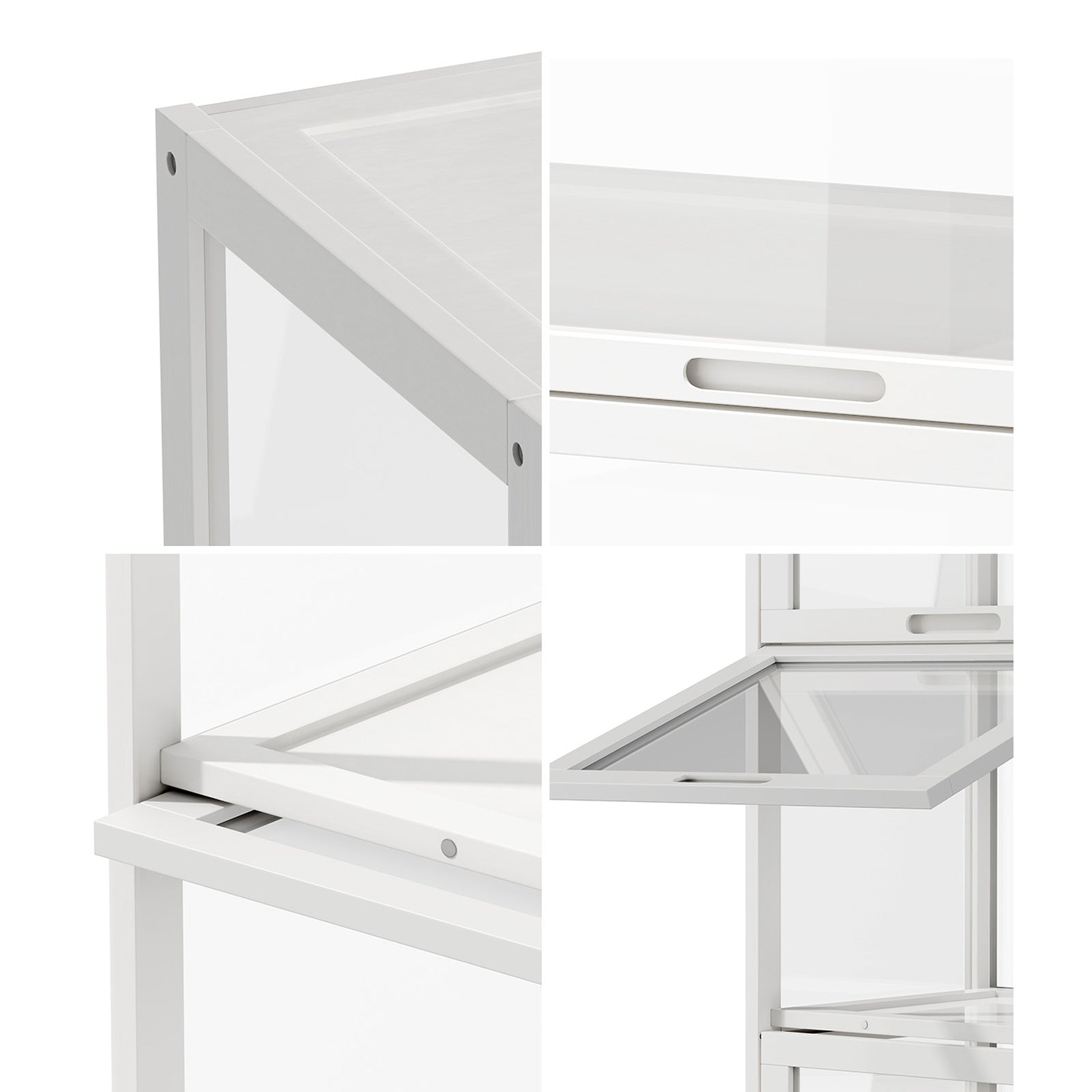 Oikiture Display Cabinet Storage 5-Tier Shelves Bookcase Clear Stand Rack White