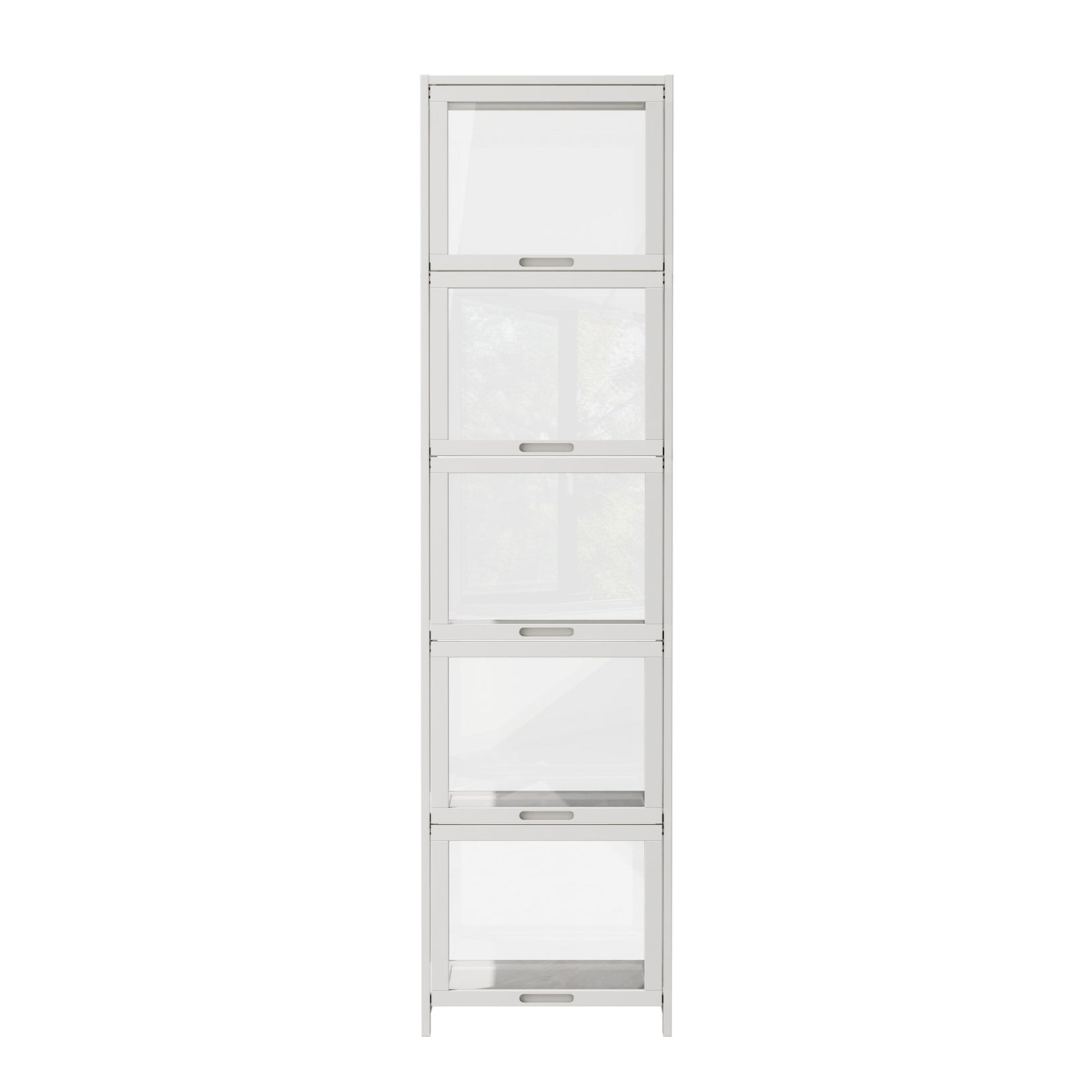 Oikiture Display Cabinet Storage 5-Tier Shelves Bookcase Clear Stand Rack White