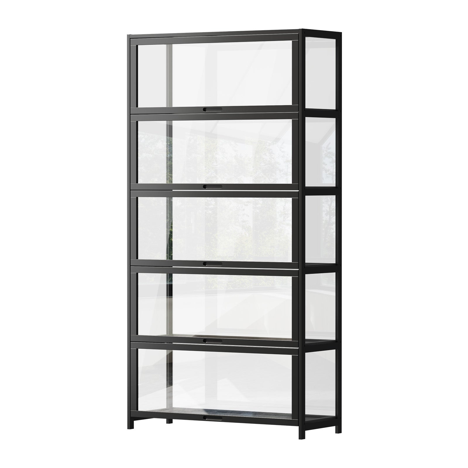 Oikiture Display Cabinet Storage 5-Tier Shelves Tall Clear Bookcase Rack