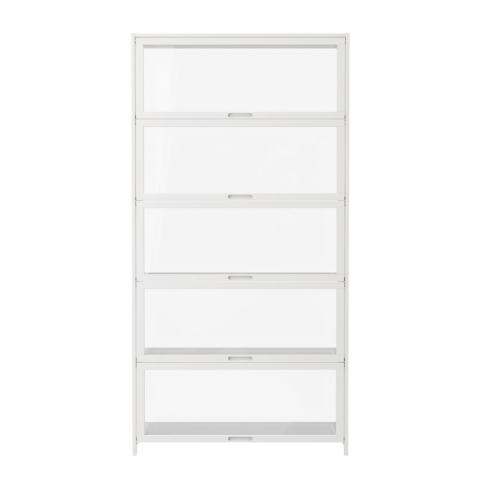 Oikiture Display Cabinet Storage 5-Tier Shelves Tall Clear Bookcase Rack White