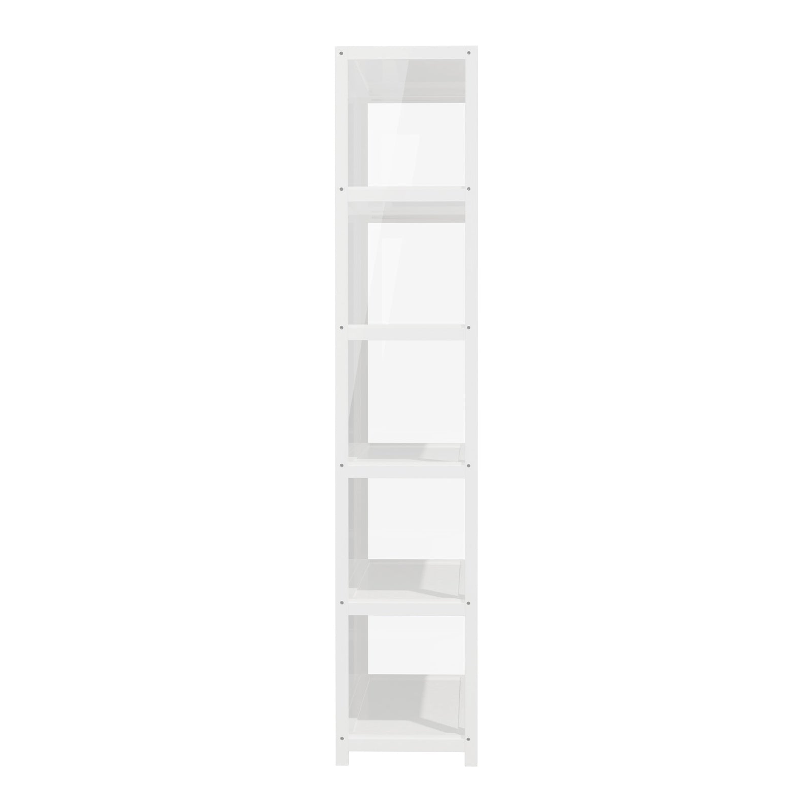 Oikiture Display Cabinet Storage 5-Tier Shelves Tall Clear Bookcase Rack White
