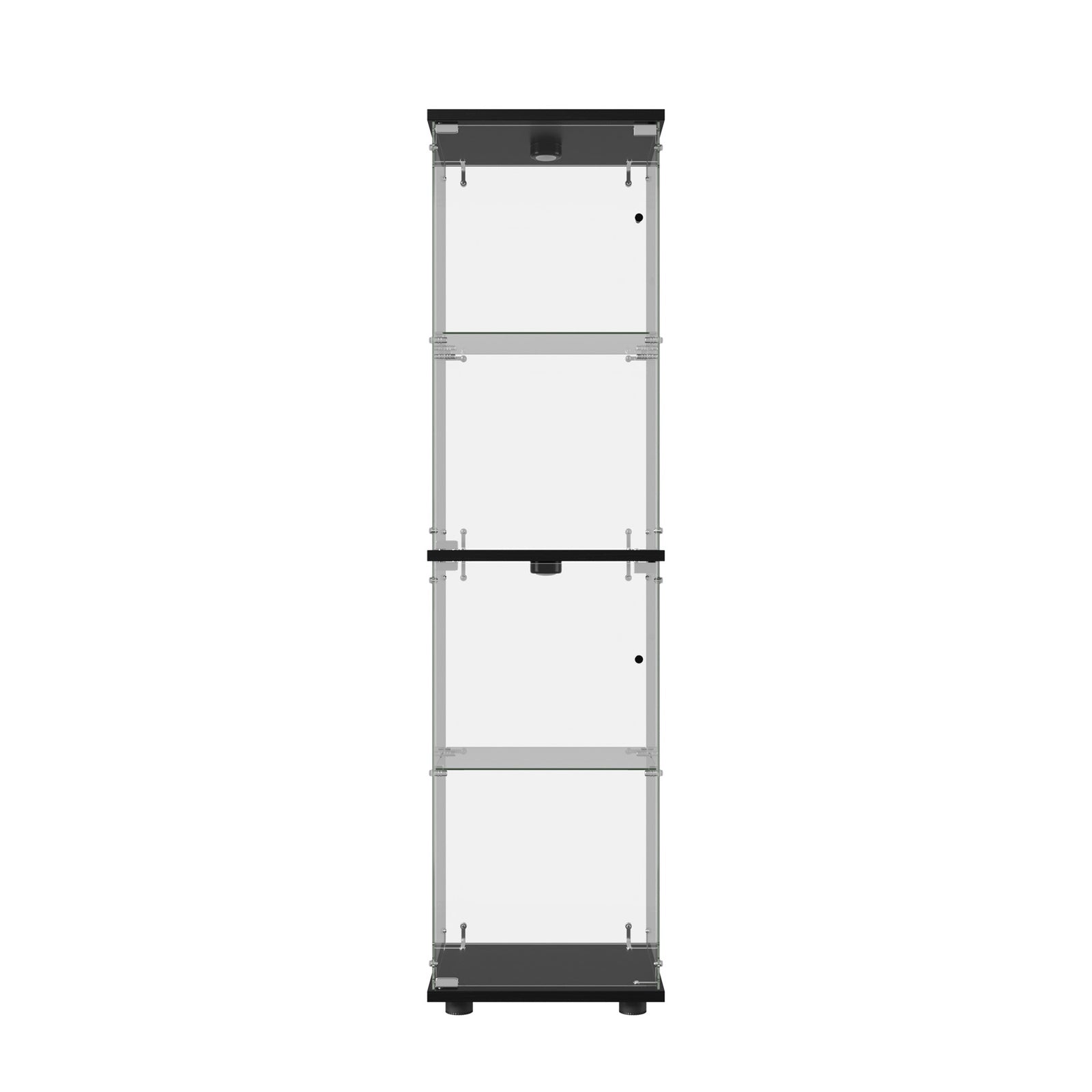 Oikiture Glass Display Cabinet 4-Tier LED Light Bookcase Clear Showcase Black