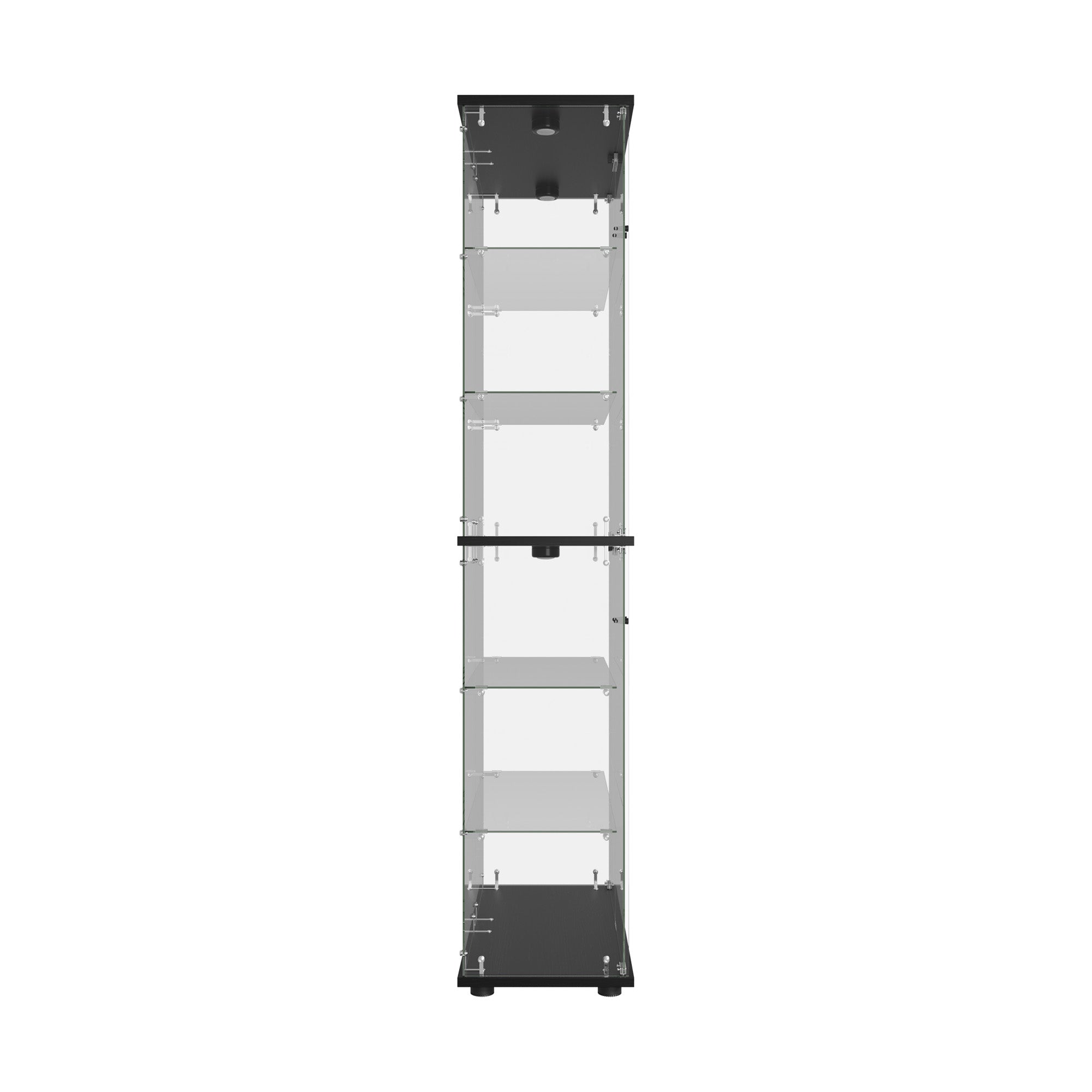 Oikiture Glass Display Cabinet 6-Tier LED Light Bookcase With 2 Doors Black