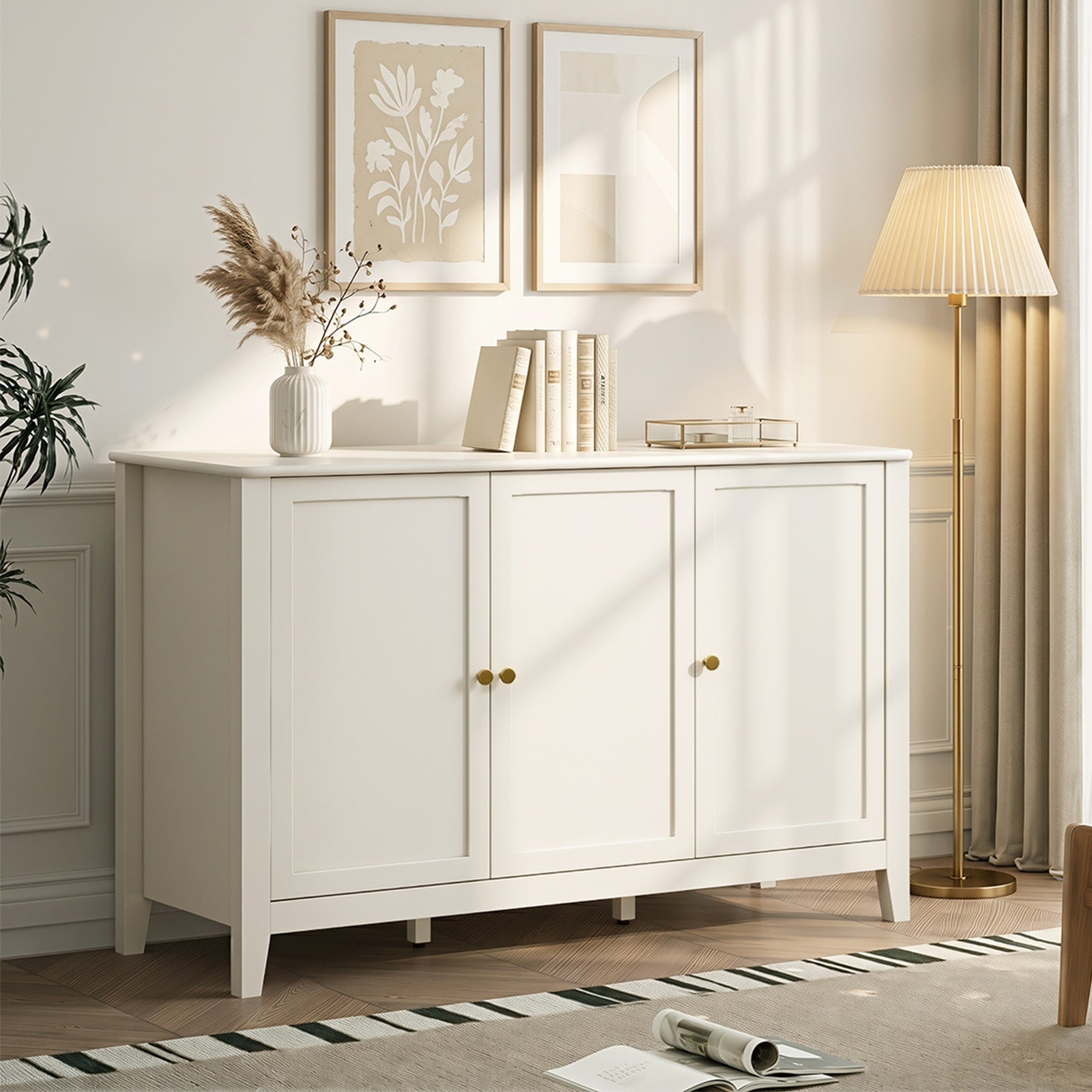 Oikiture 3 Door Buffet Sideboard Storage Cabinet Cupboard Hallway Table 120cm