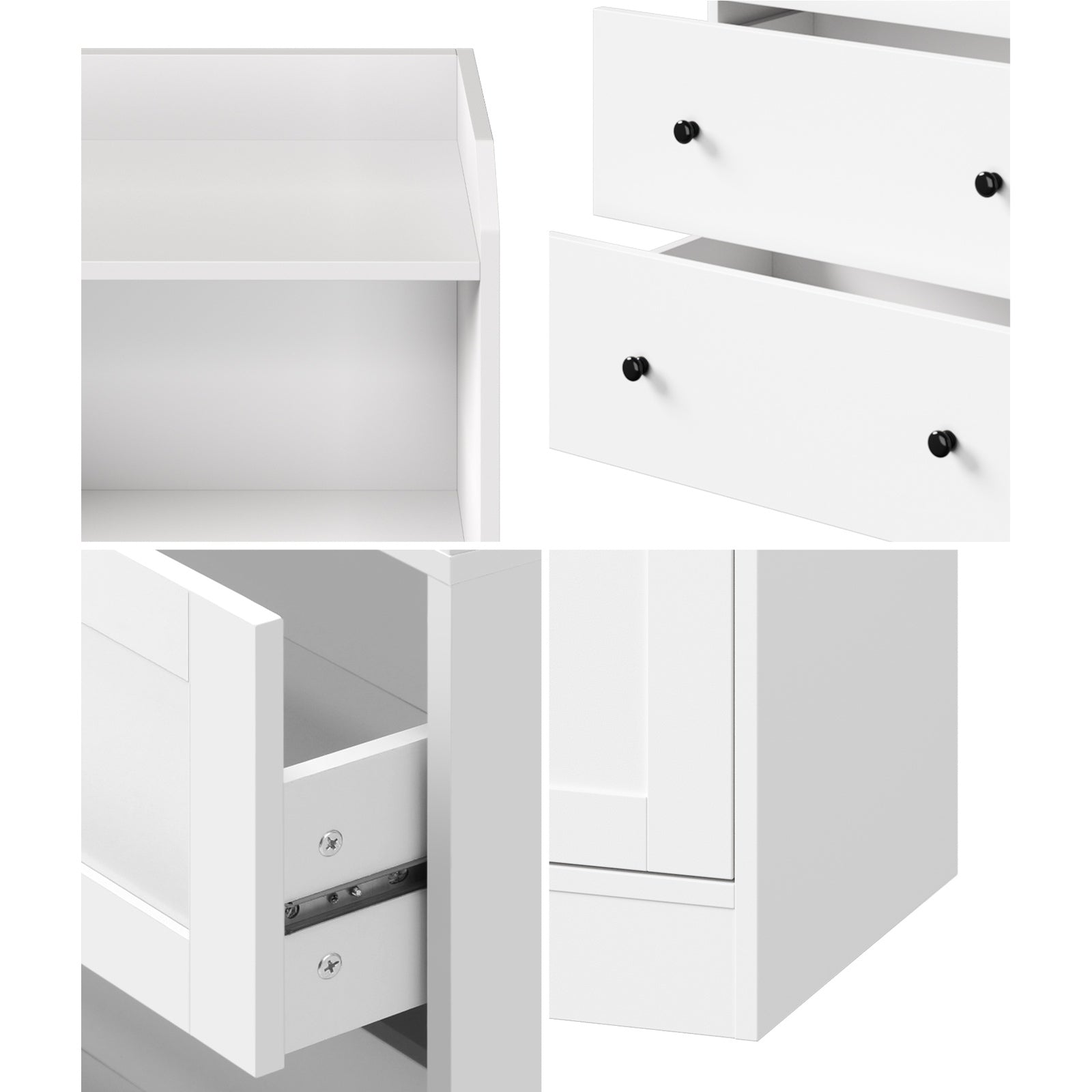Oikiture Sideboard Buffet Cupboard 3 Chest of Drawers Storage Shelf Table White - Sunyee