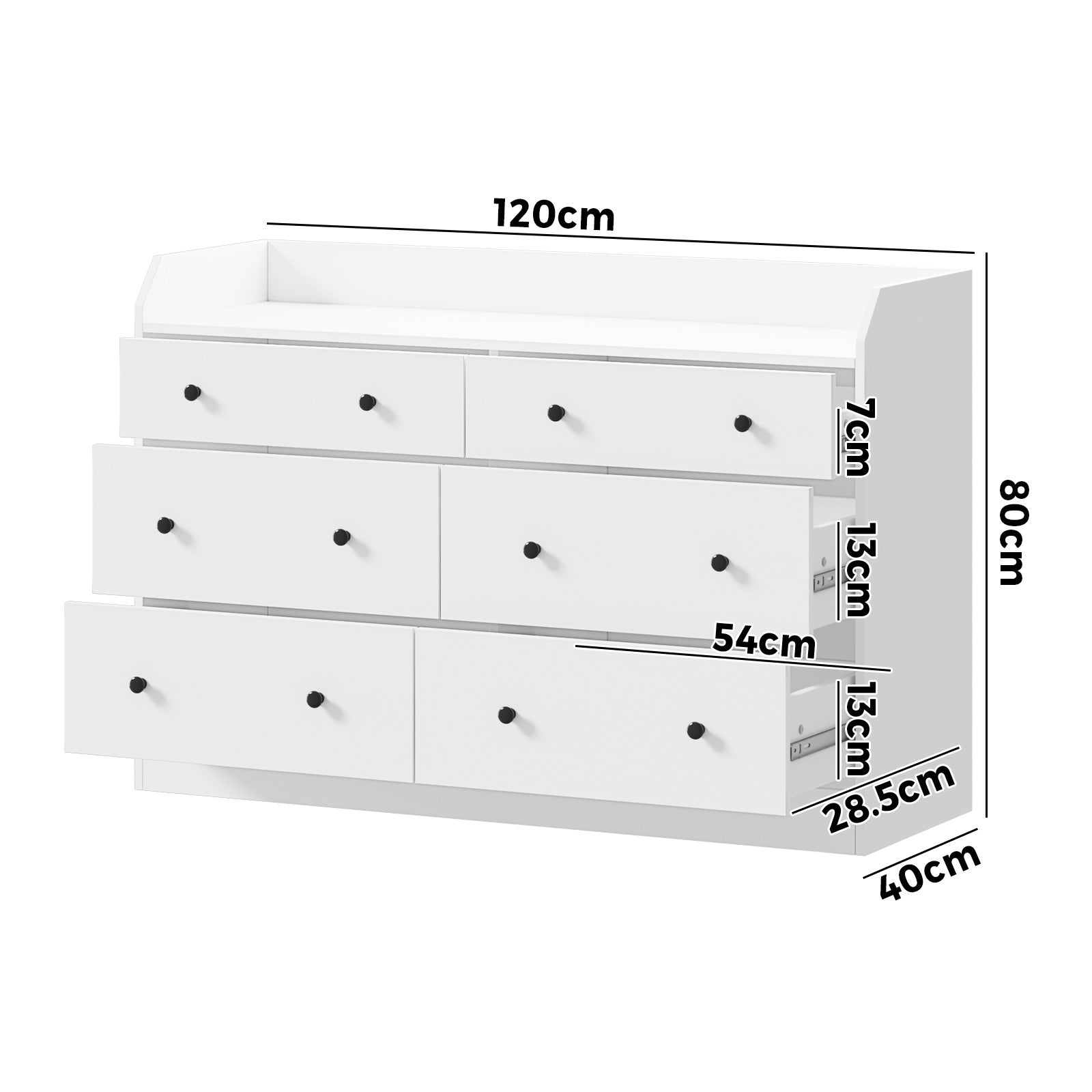 Oikiture Buffet Sideboard Storage Cabinet Hallway Cupboard 6 Drawers White - Sunyee