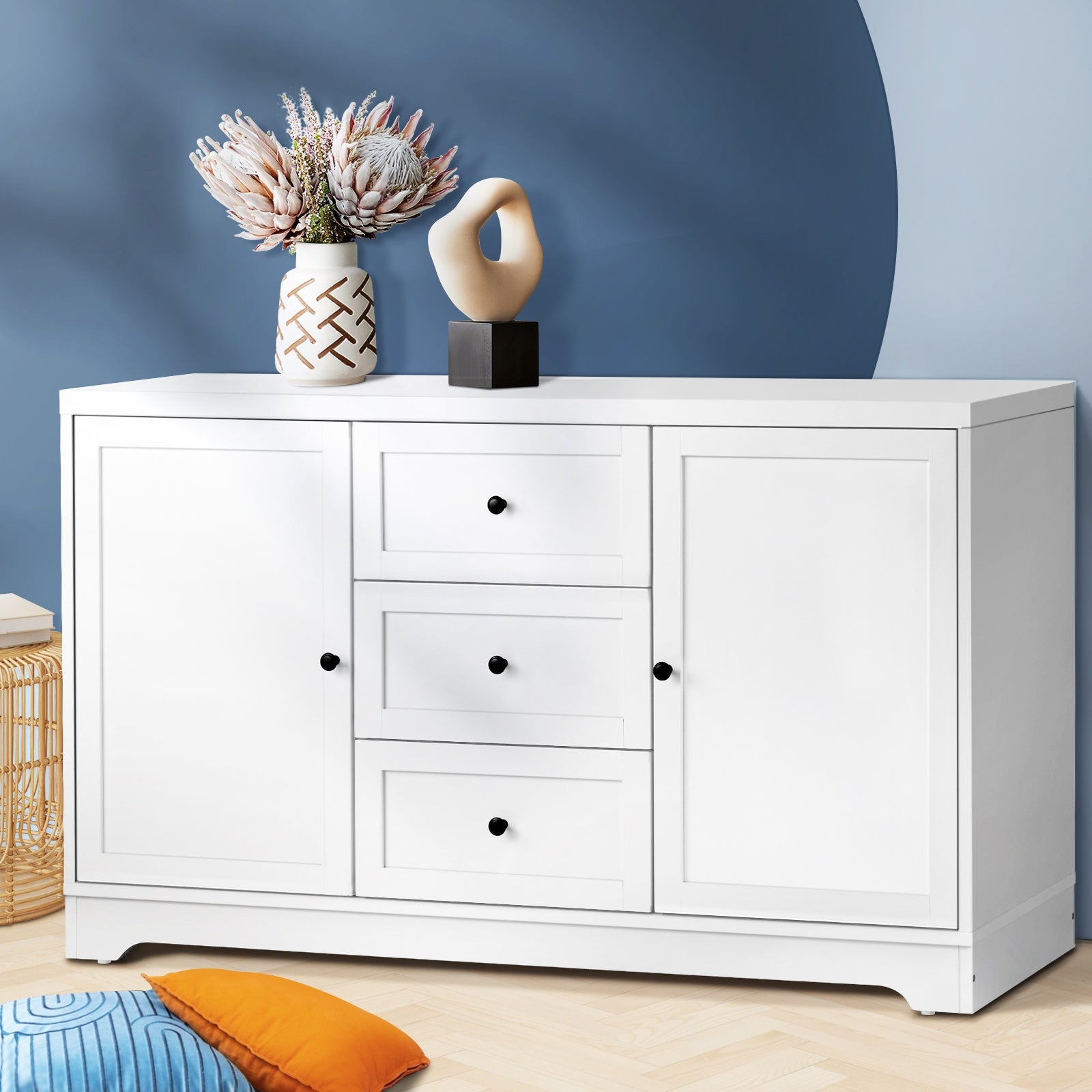 Oikiture Buffet Sideboard Cabinet Storage Cupboard Hallway Hamptons Furniture - Sunyee