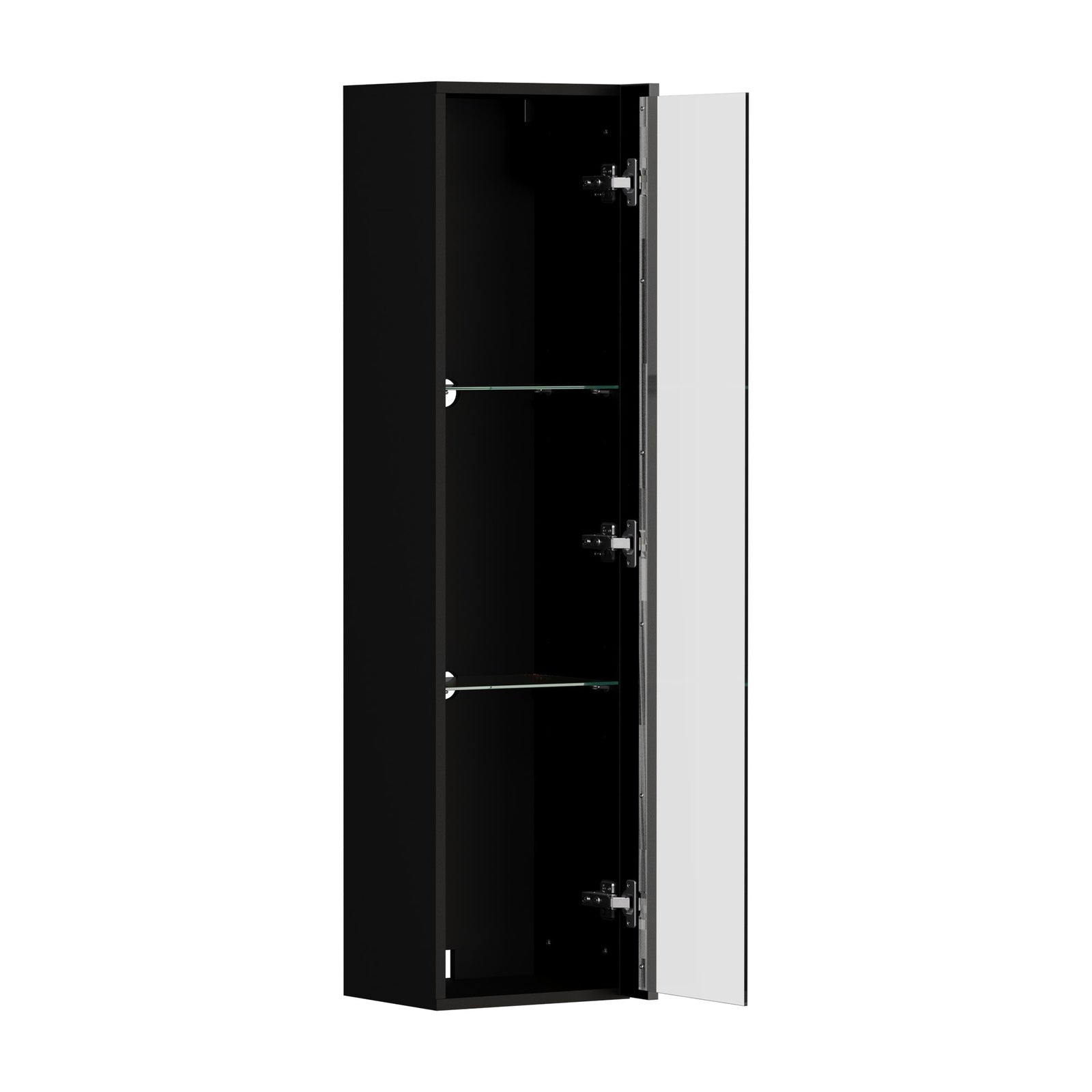 Oikiture 2PCS LED Display Cabinet Wall Mounted Storage Cupboard Cabinet Black