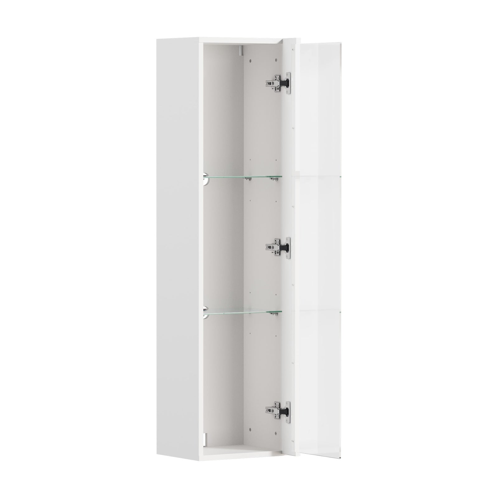 Oikiture 2PCS LED Display Cabinet Wall Mounted Storage Cupboard Cabinet White
