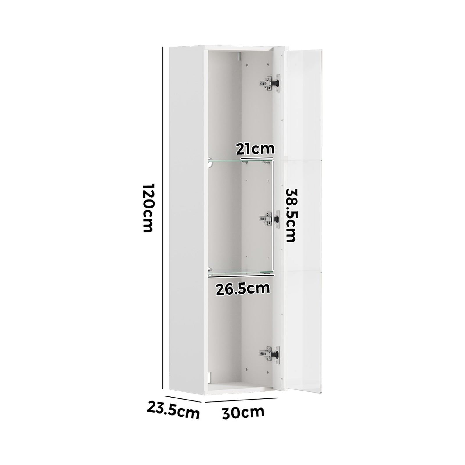Oikiture 2PCS LED Display Cabinet Wall Mounted Storage Cupboard Cabinet White