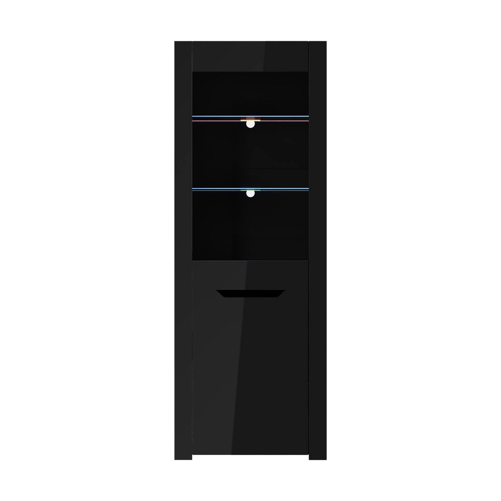 Oikiture Display Cabinet High Gloss LED Cupboard Tall Storage Sideboard 165cm